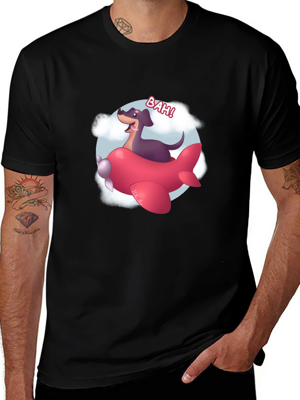 Dog Pilot Cartoon Graphic T-Shirt