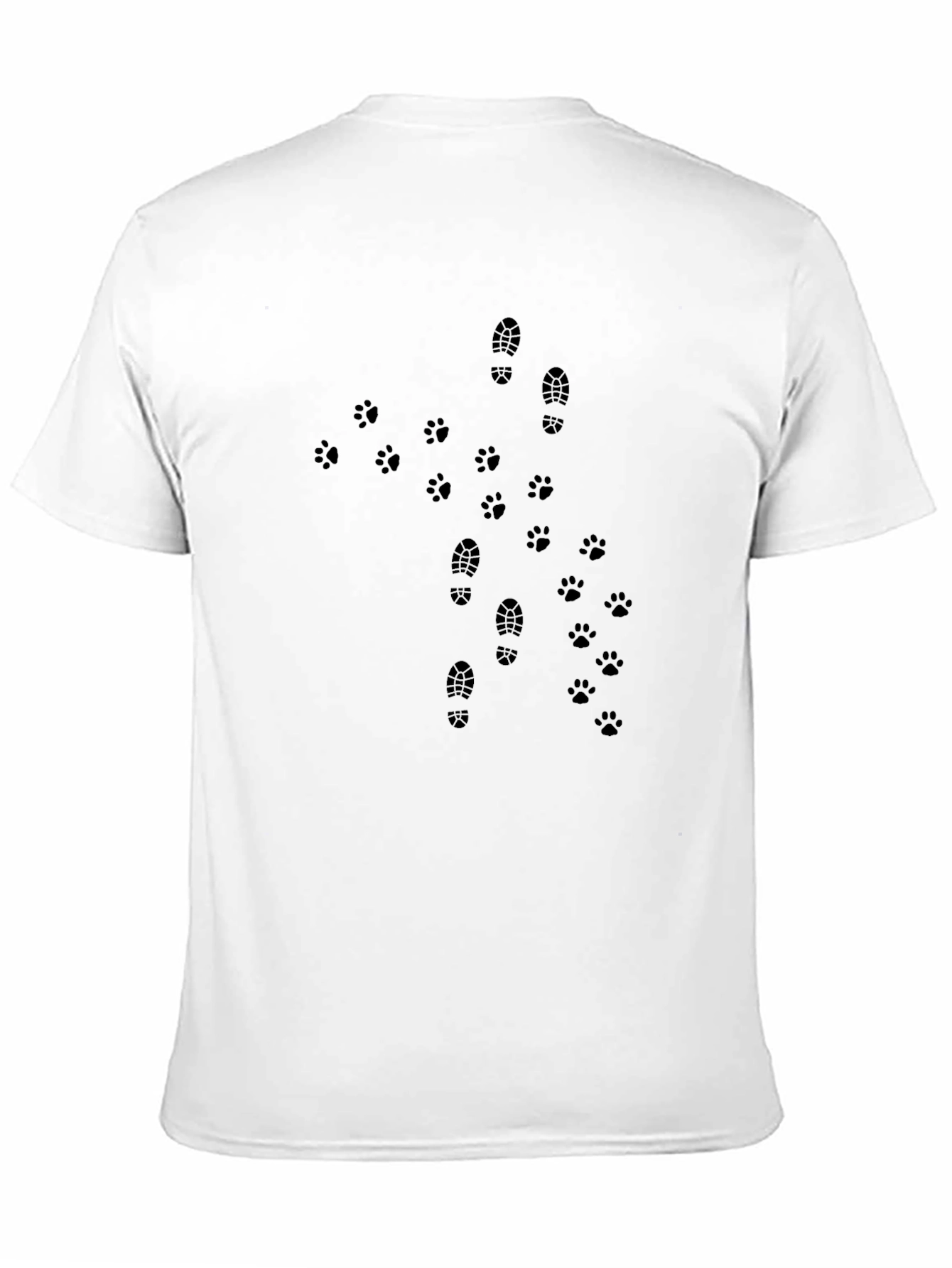 Mens Black T-Shirt with Foot and Paw Print Design