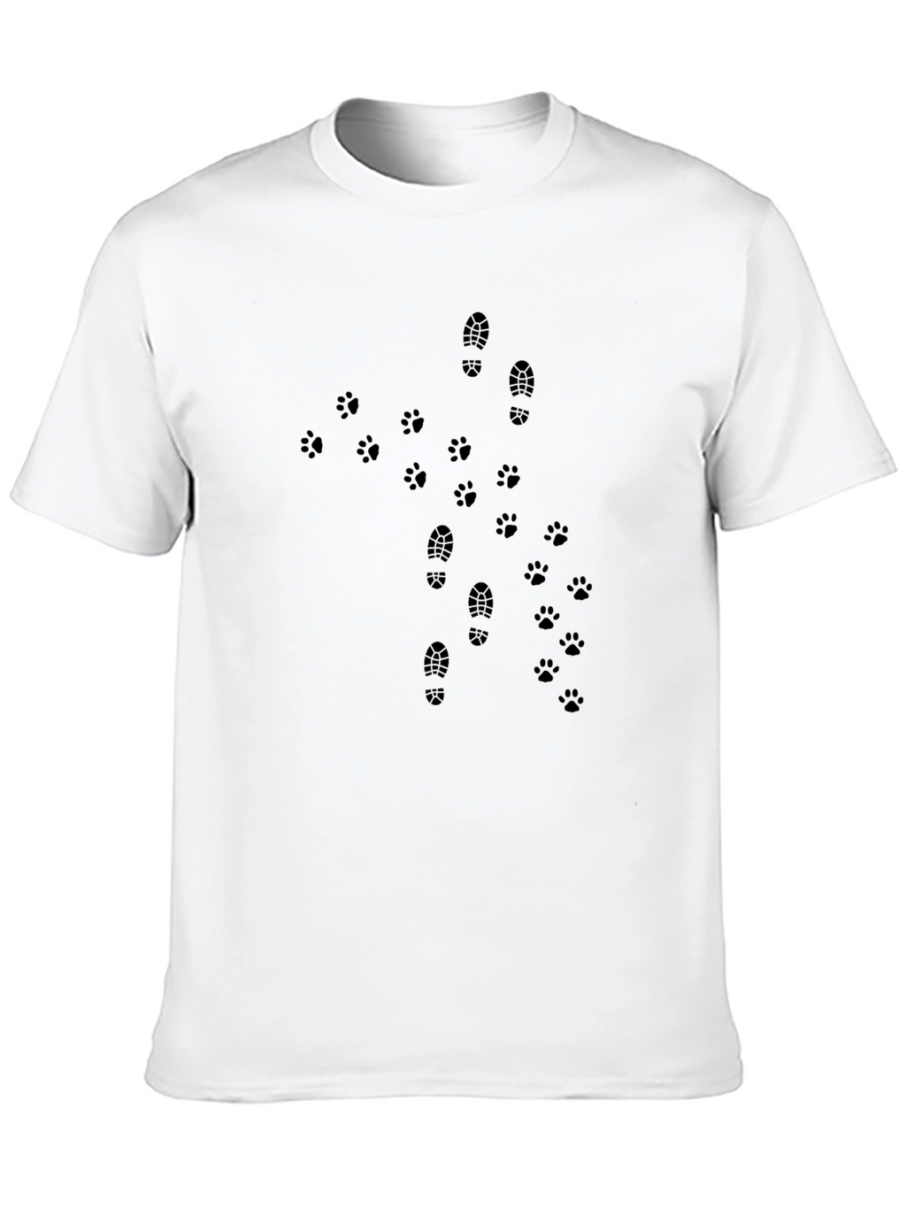 Mens Black T-Shirt with Foot and Paw Print Design