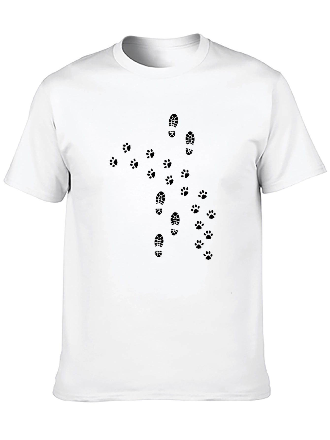 Mens Black T-Shirt with Foot and Paw Print Design