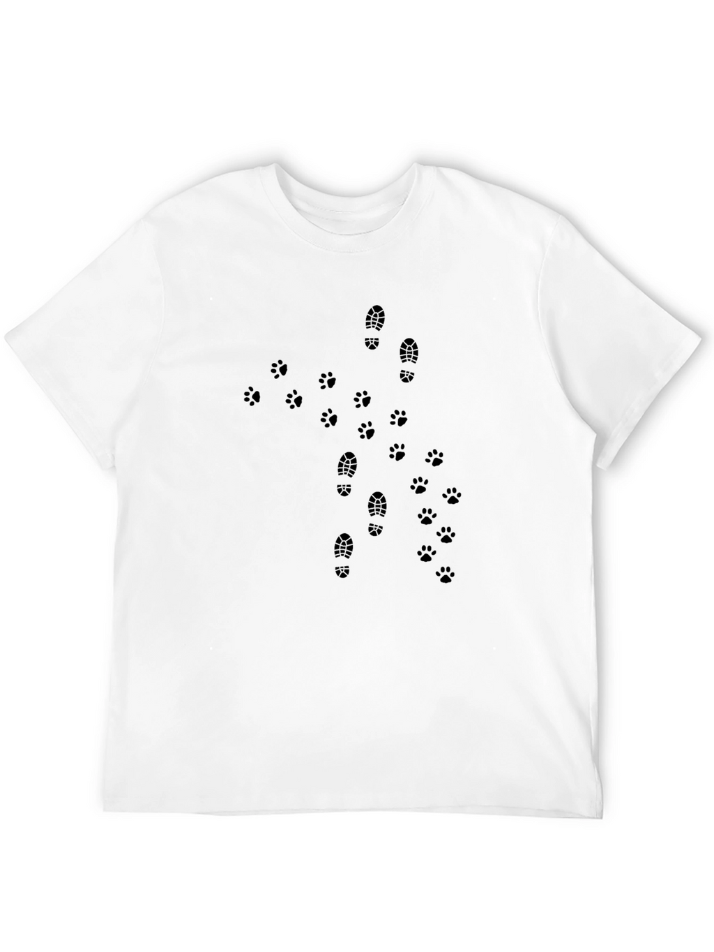 Mens Black T-Shirt with Foot and Paw Print Design