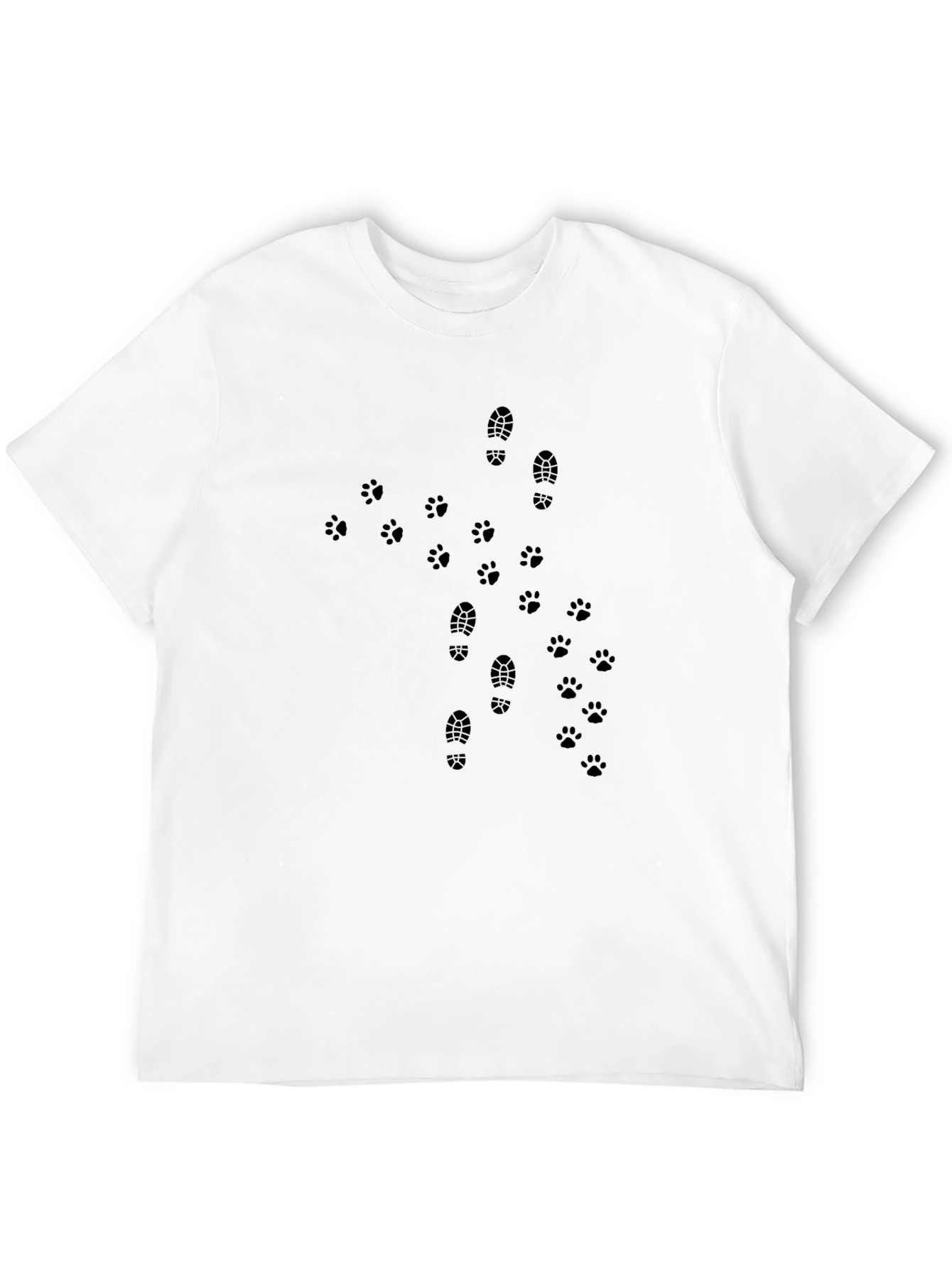 Mens Black T-Shirt with Foot and Paw Print Design