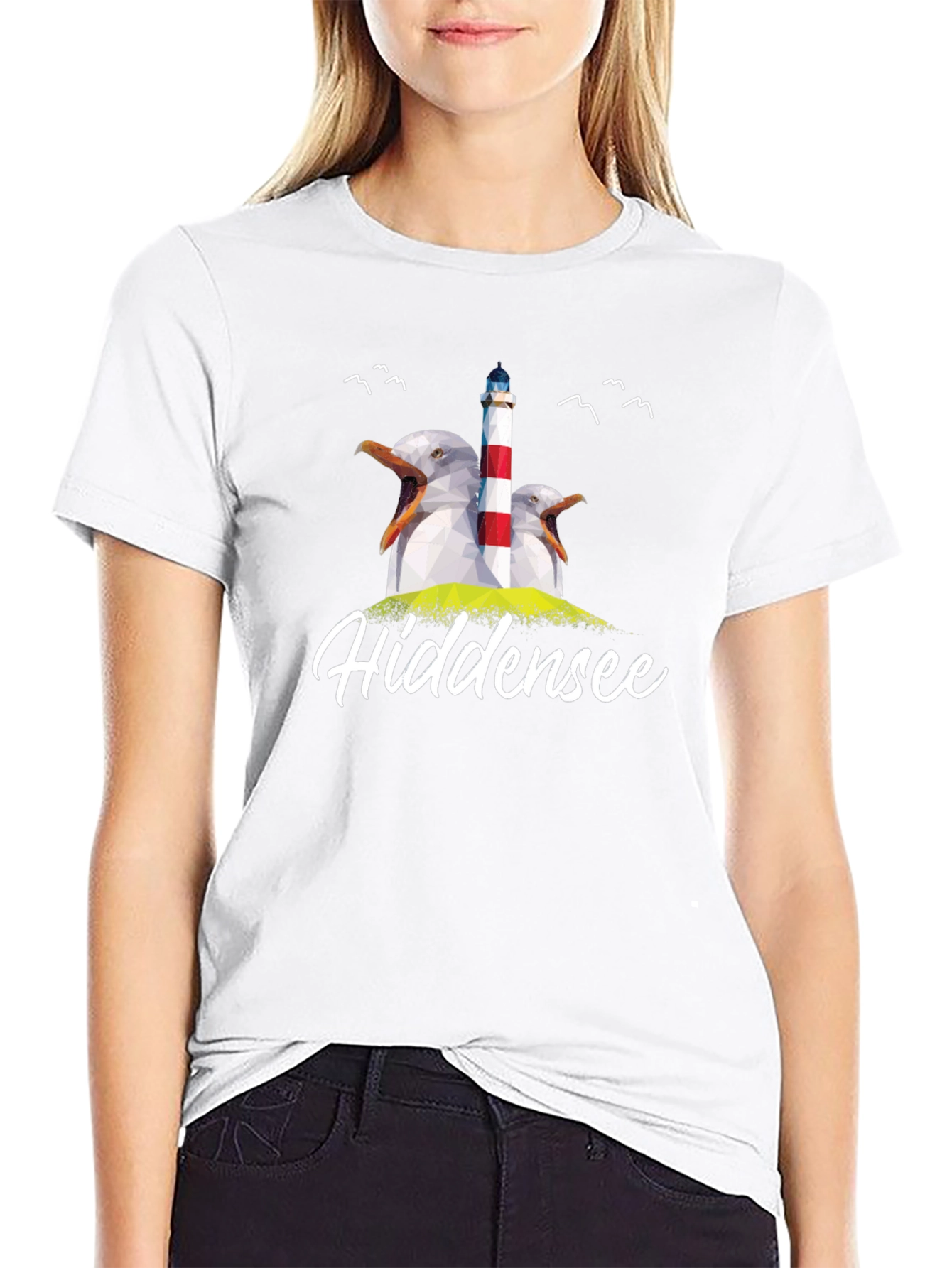 Hiddenese Seagull Lighthouse Graphic Tee