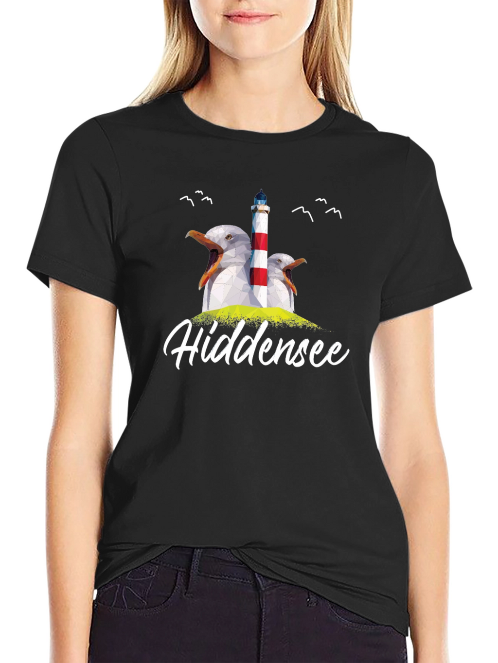 Hiddenese Seagull Lighthouse Graphic Tee