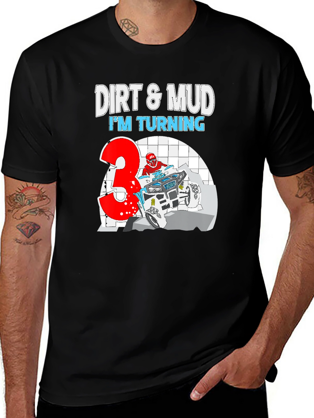 Dirt & Mud Birthday T-Shirt - Turning 3!