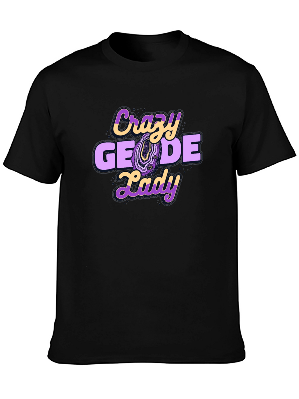 Crazy Geode Lady Graphic T-Shirt - Black
