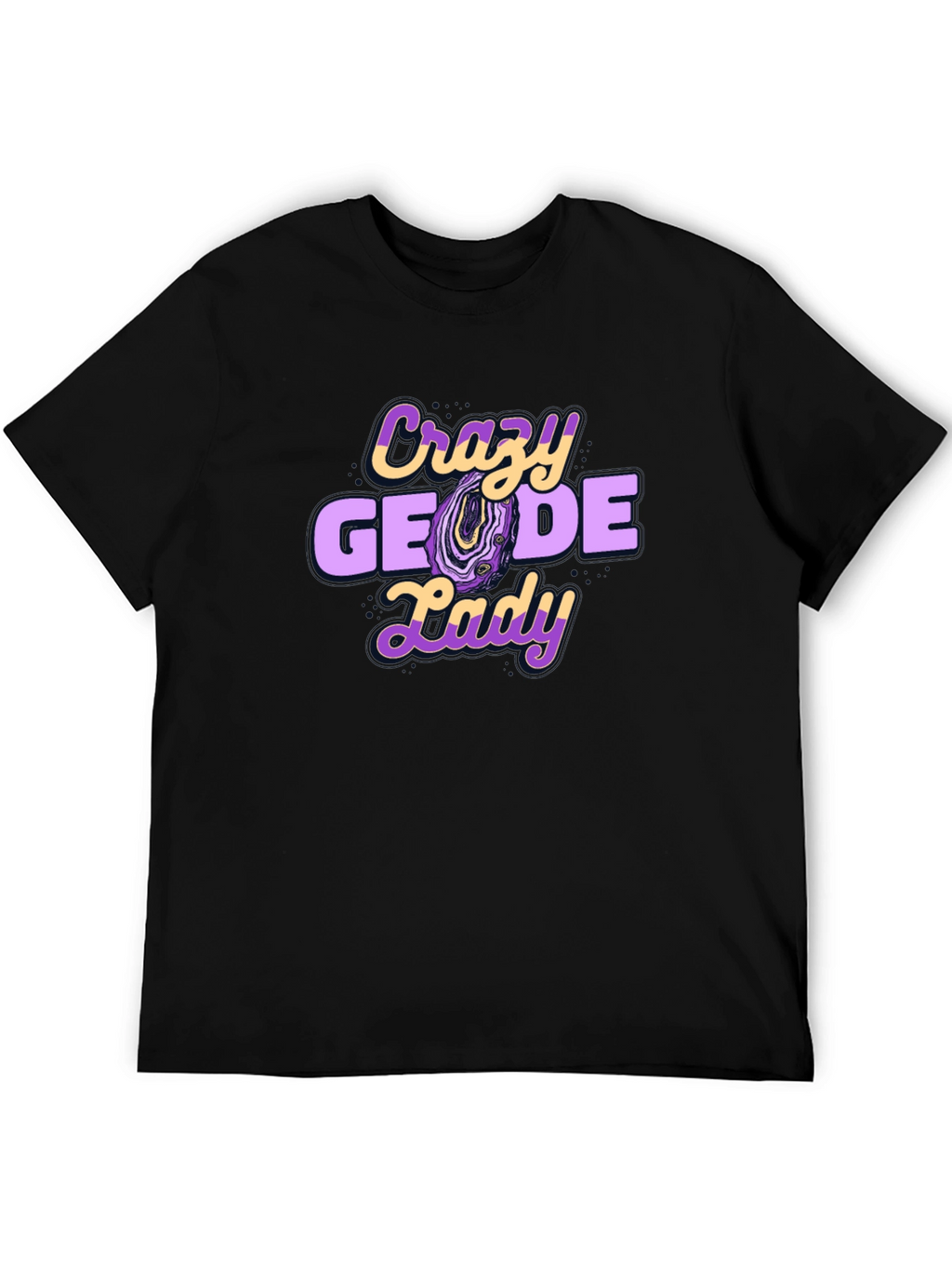 Crazy Geode Lady Graphic T-Shirt - Black
