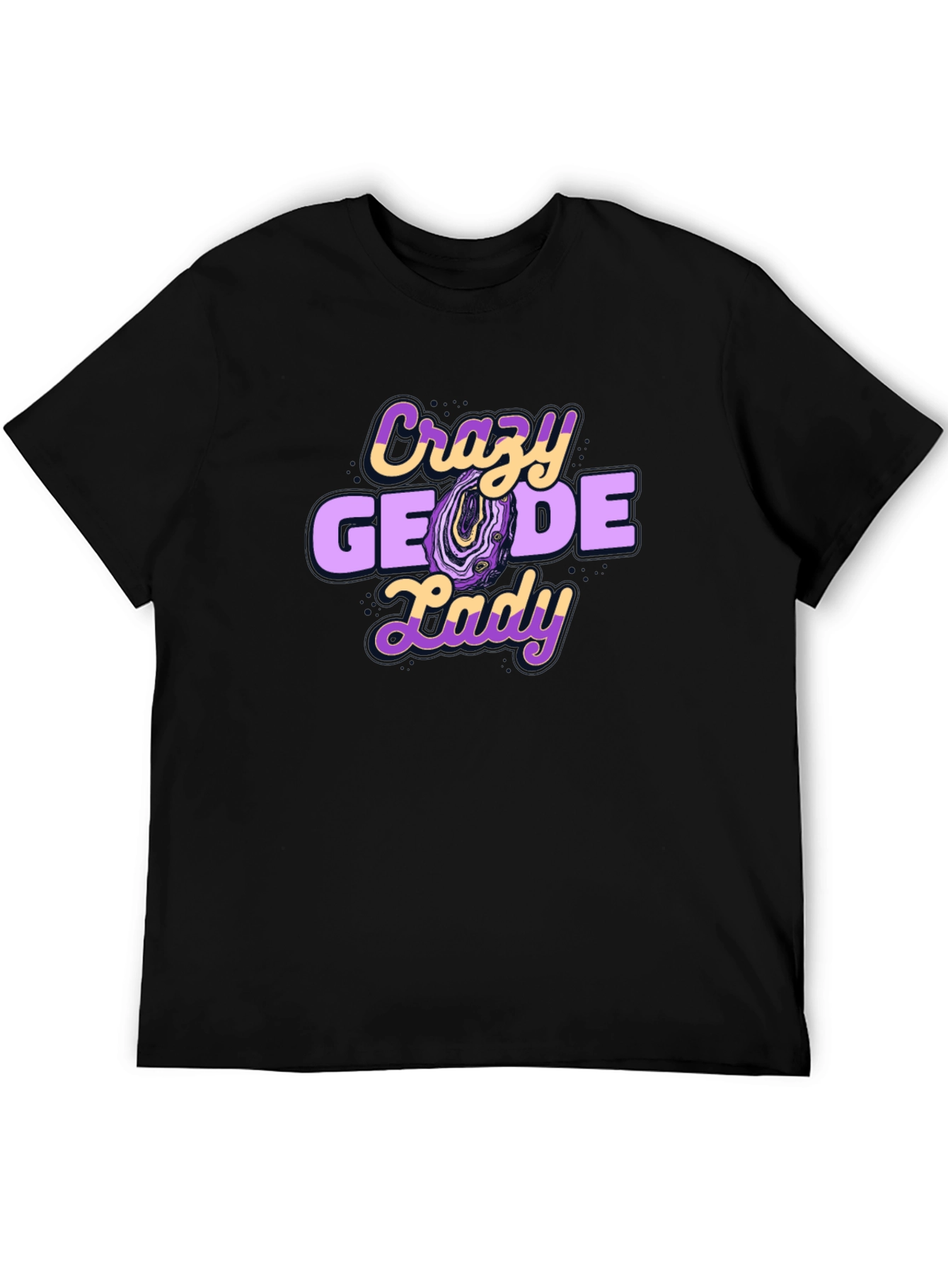Crazy Geode Lady Graphic T-Shirt - Black