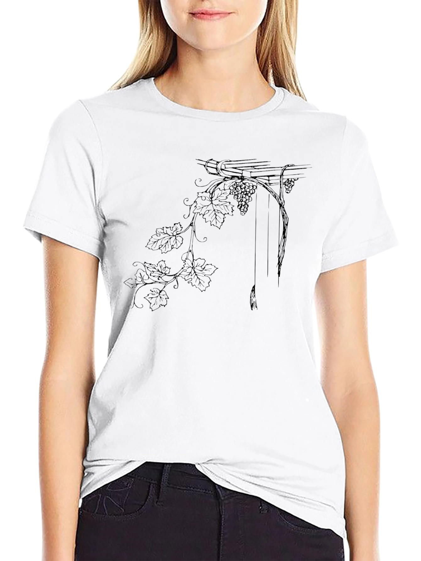 Elegant Grape Vine Graphic Tee - Classic Comfort