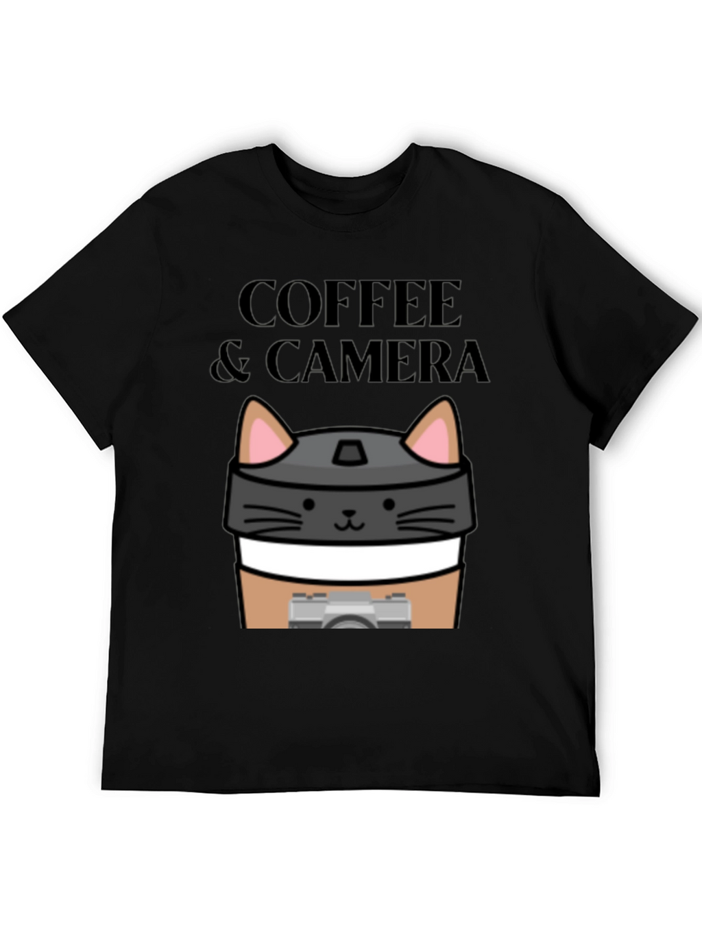 Coffee & Camera Cat Graphic T-Shirt