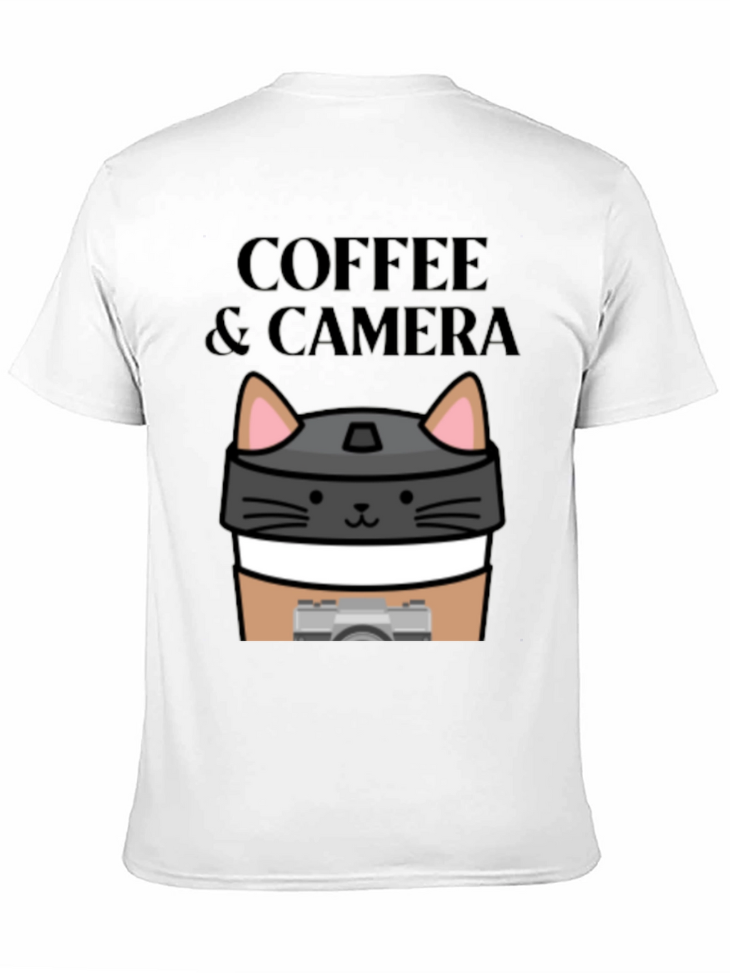 Coffee & Camera Cat Graphic T-Shirt