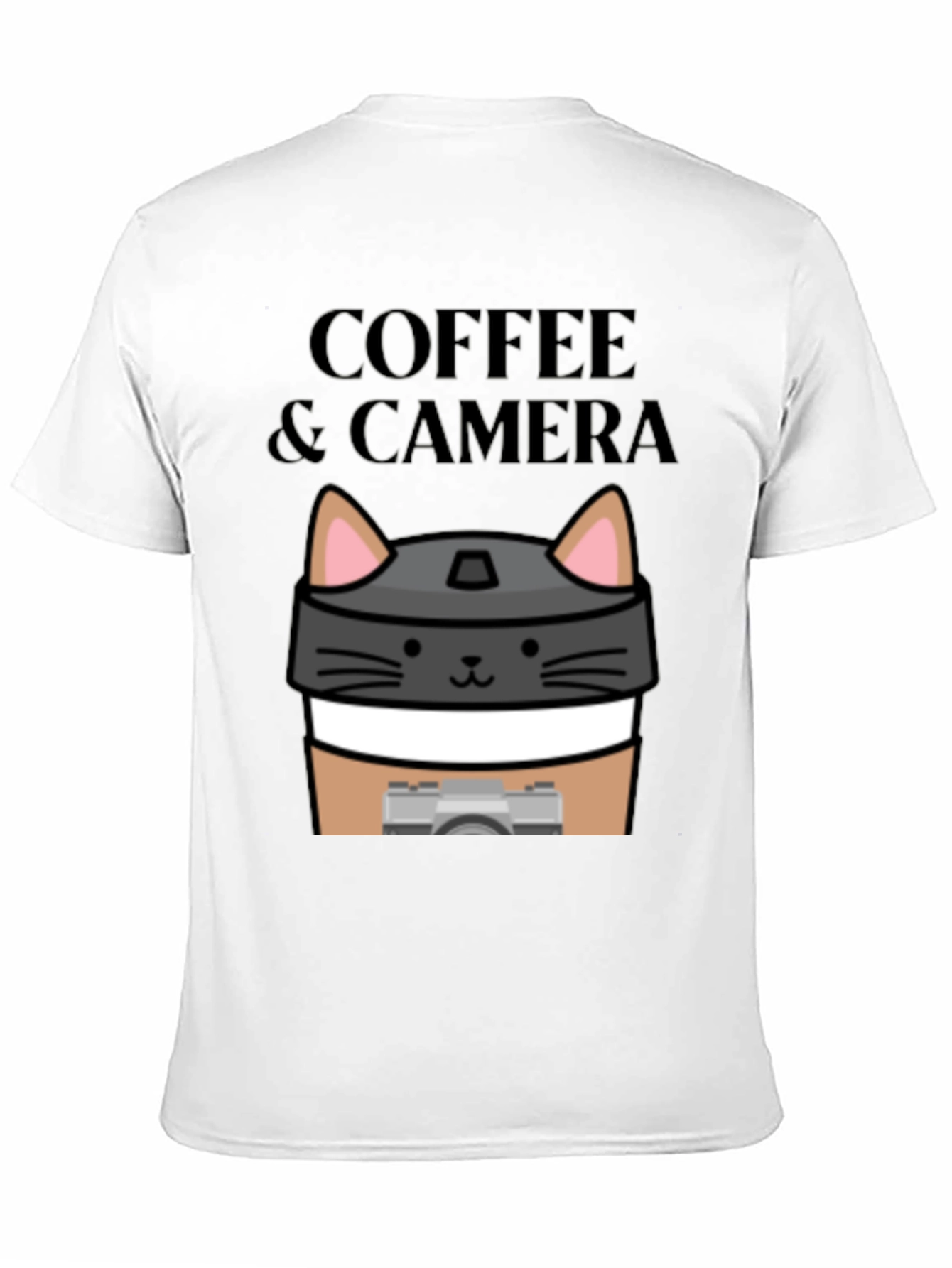 Coffee & Camera Cat Graphic T-Shirt