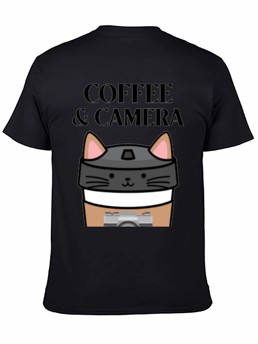 Coffee & Camera Cat Graphic T-Shirt