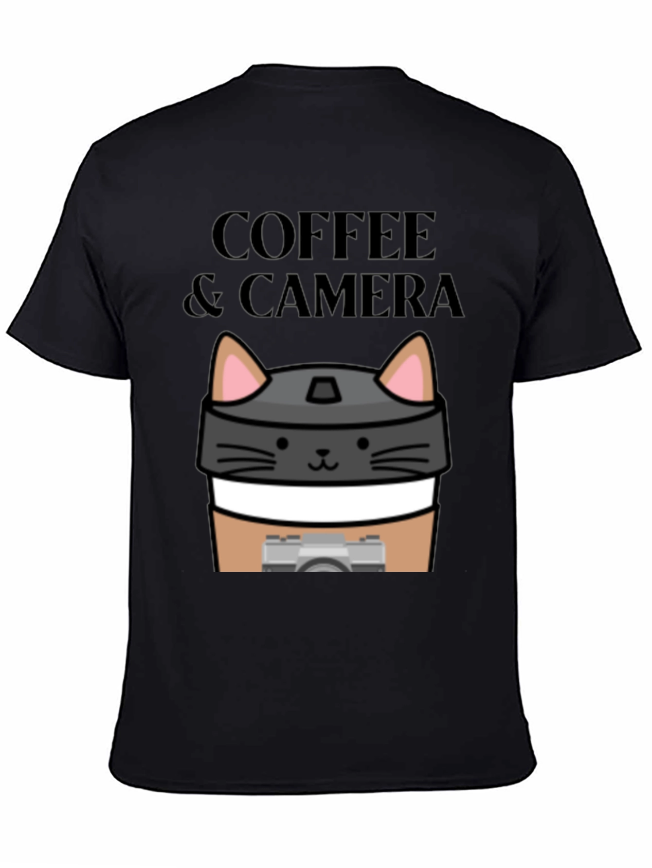 Coffee & Camera Cat Graphic T-Shirt