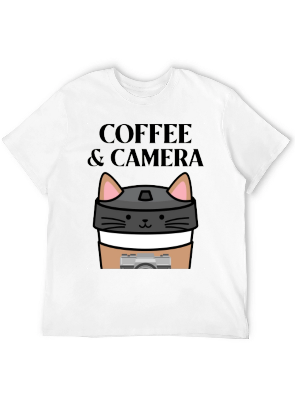 Coffee & Camera Cat Graphic T-Shirt