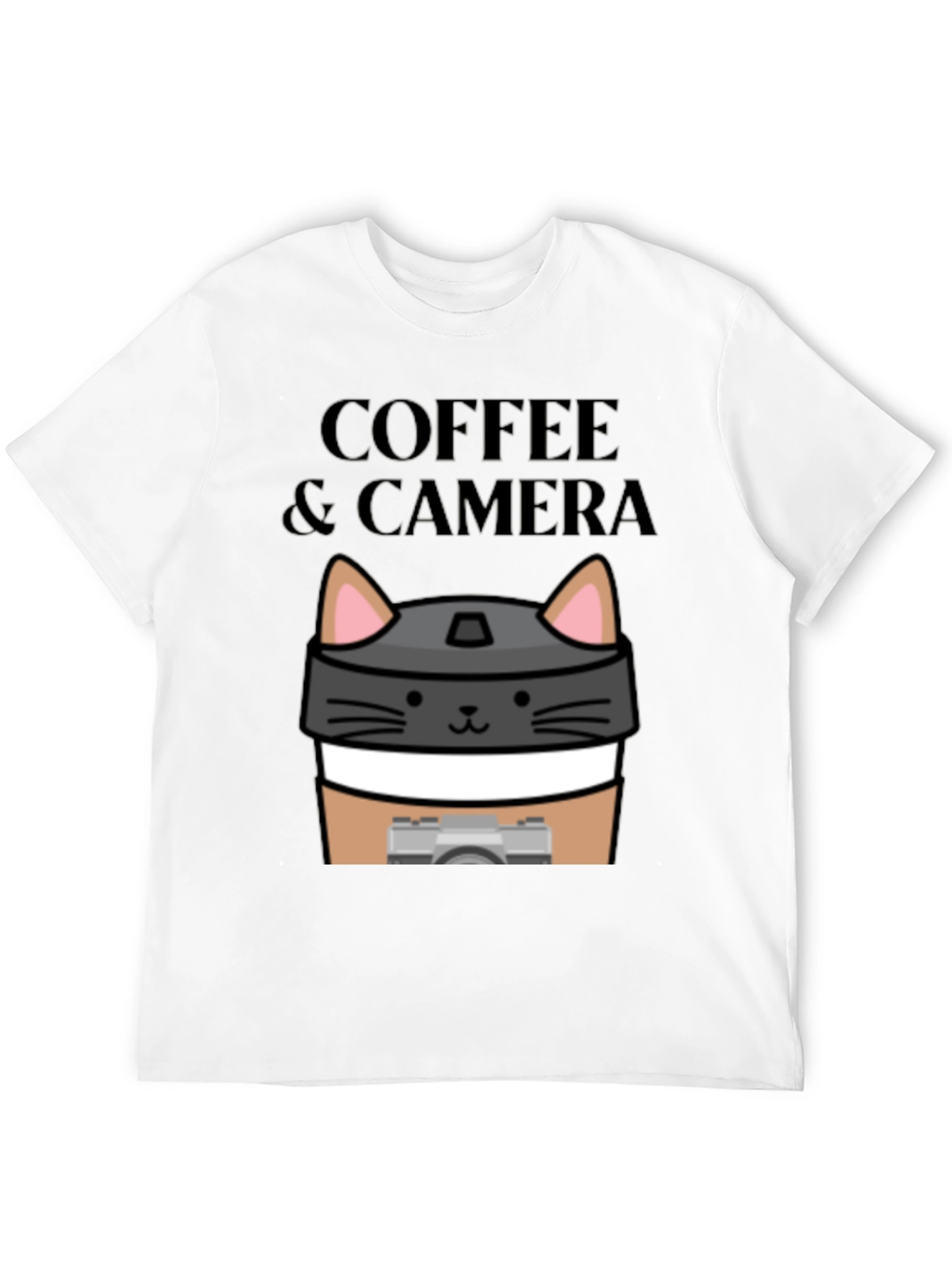Coffee & Camera Cat Graphic T-Shirt