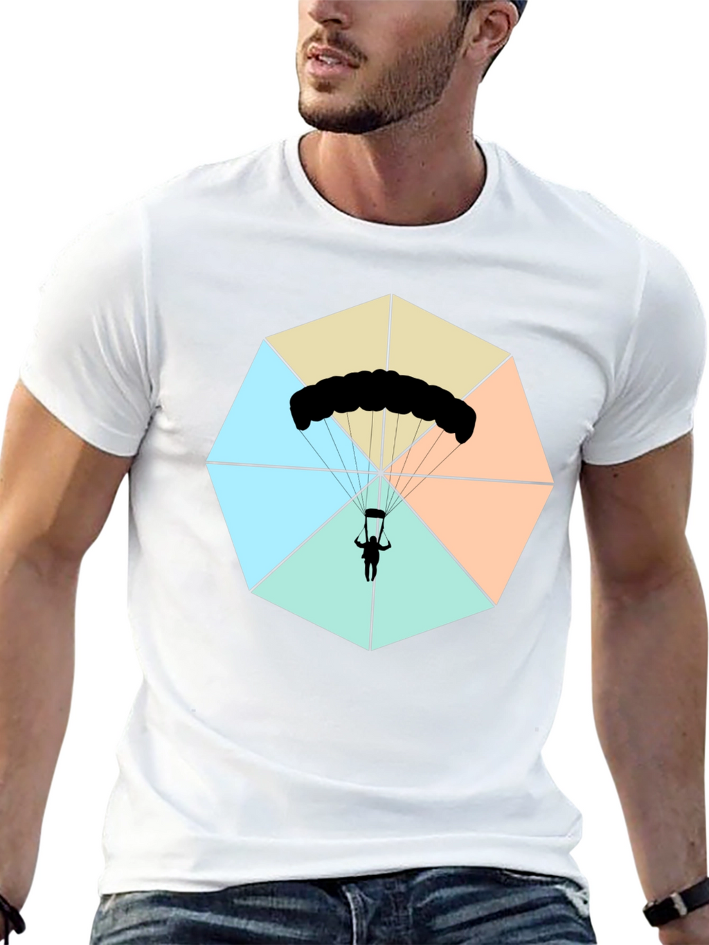 Parachute Graphic Tee - Black Cotton Blend