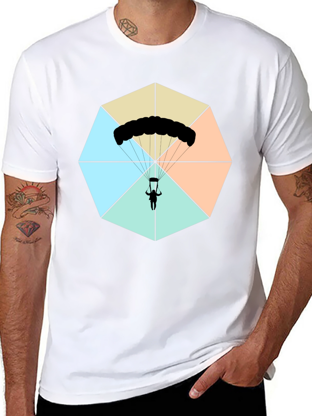 Parachute Graphic Tee - Black Cotton Blend
