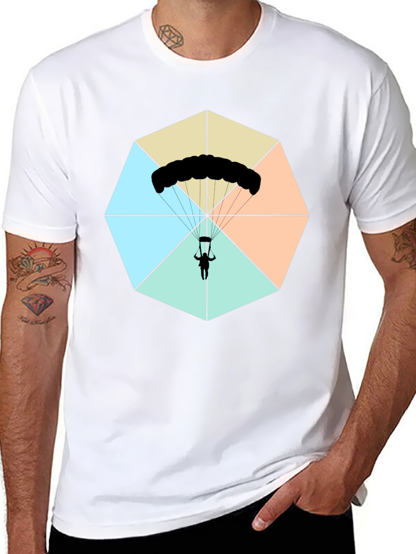 Parachute Graphic Tee - Black Cotton Blend