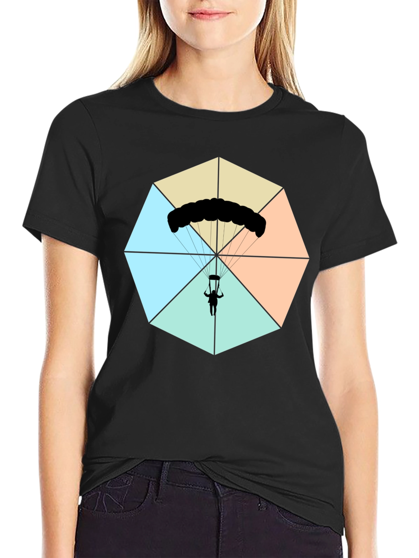 Parachute Graphic Tee - Black Cotton Blend
