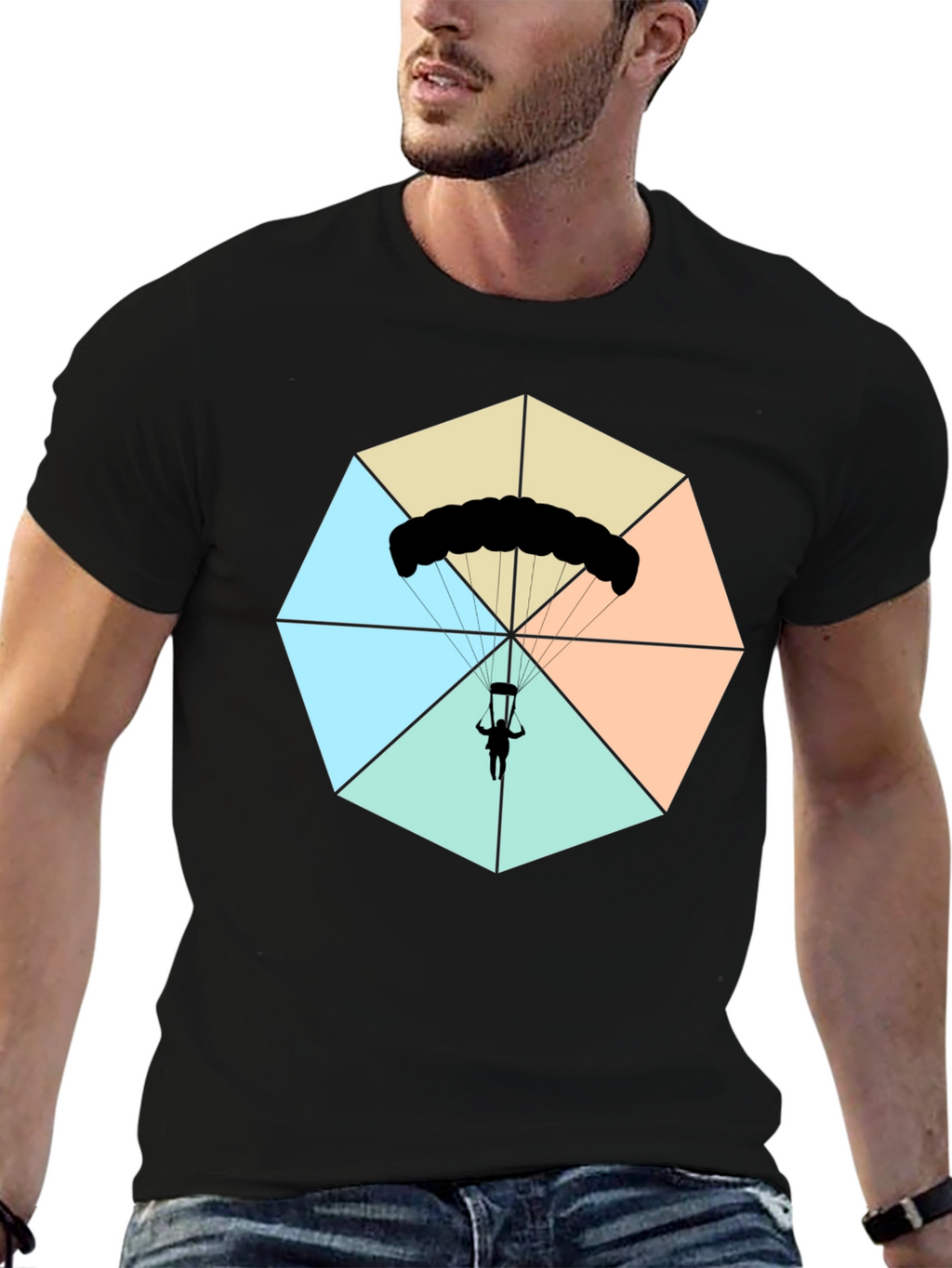 Parachute Graphic Tee - Black Cotton Blend