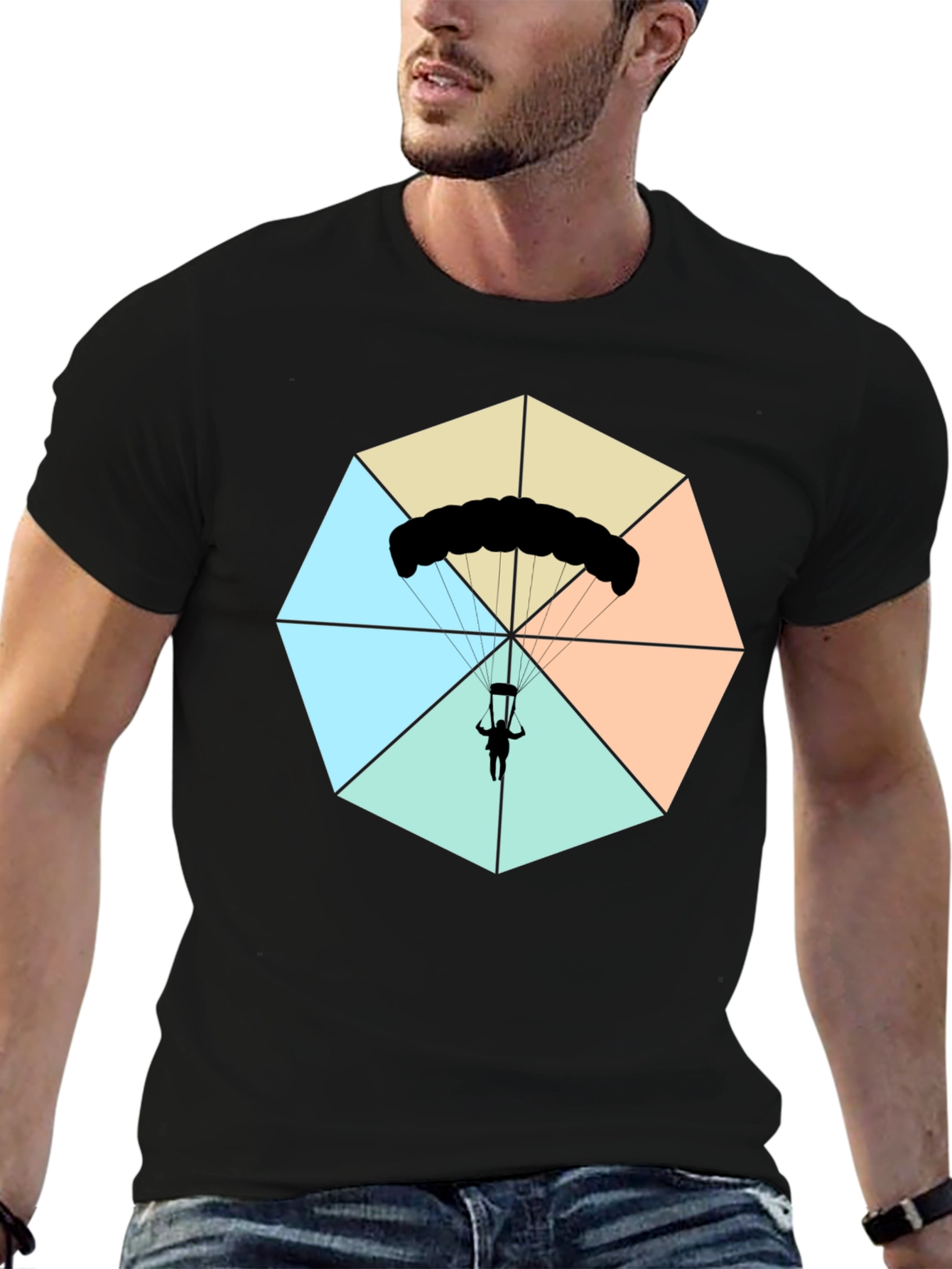 Parachute Graphic Tee - Black Cotton Blend