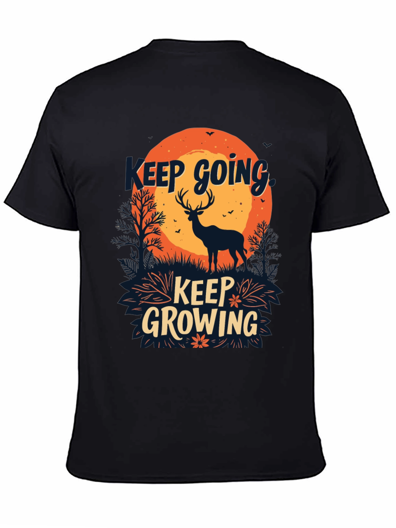 Keep Going Keep Growing Black Graphic T-Shirt
