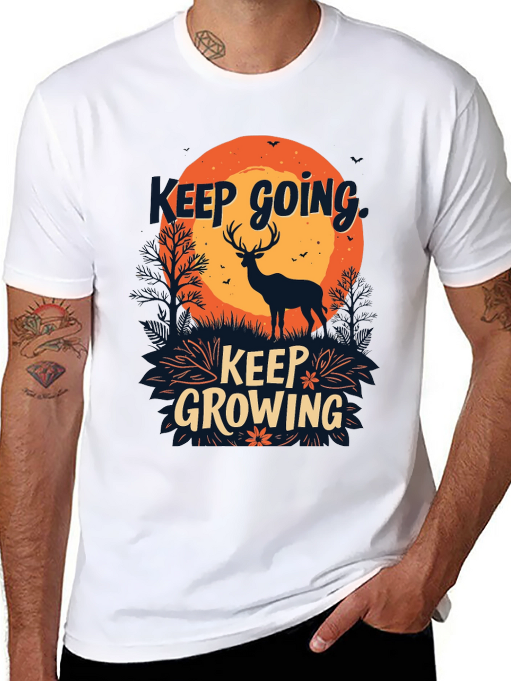 Keep Going Keep Growing Black Graphic T-Shirt