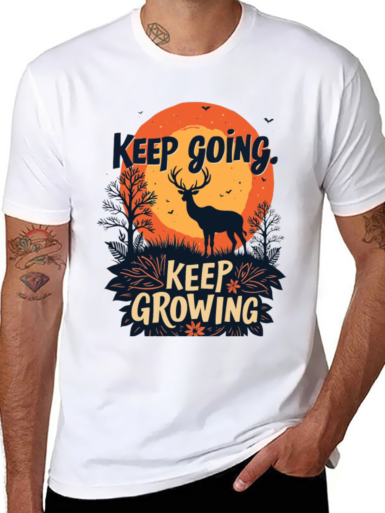 Keep Going Keep Growing Black Graphic T-Shirt