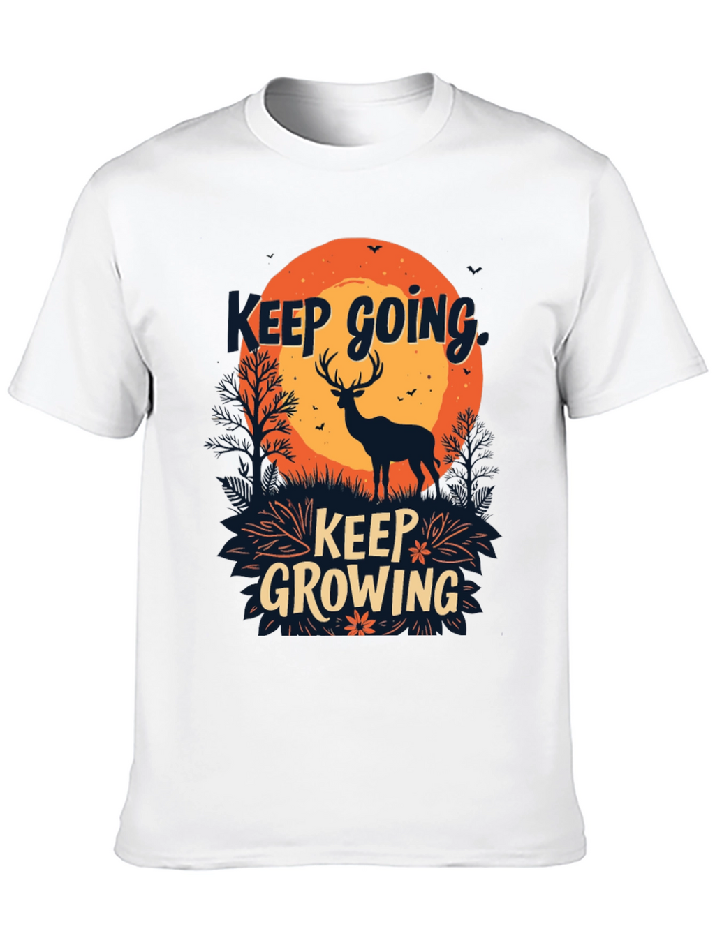 Keep Going Keep Growing Black Graphic T-Shirt