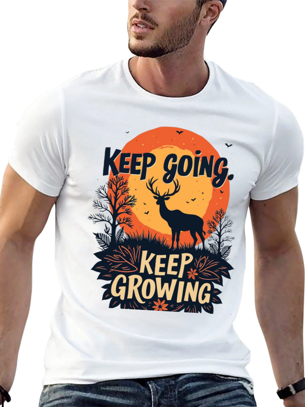 Keep Going Keep Growing Black Graphic T-Shirt