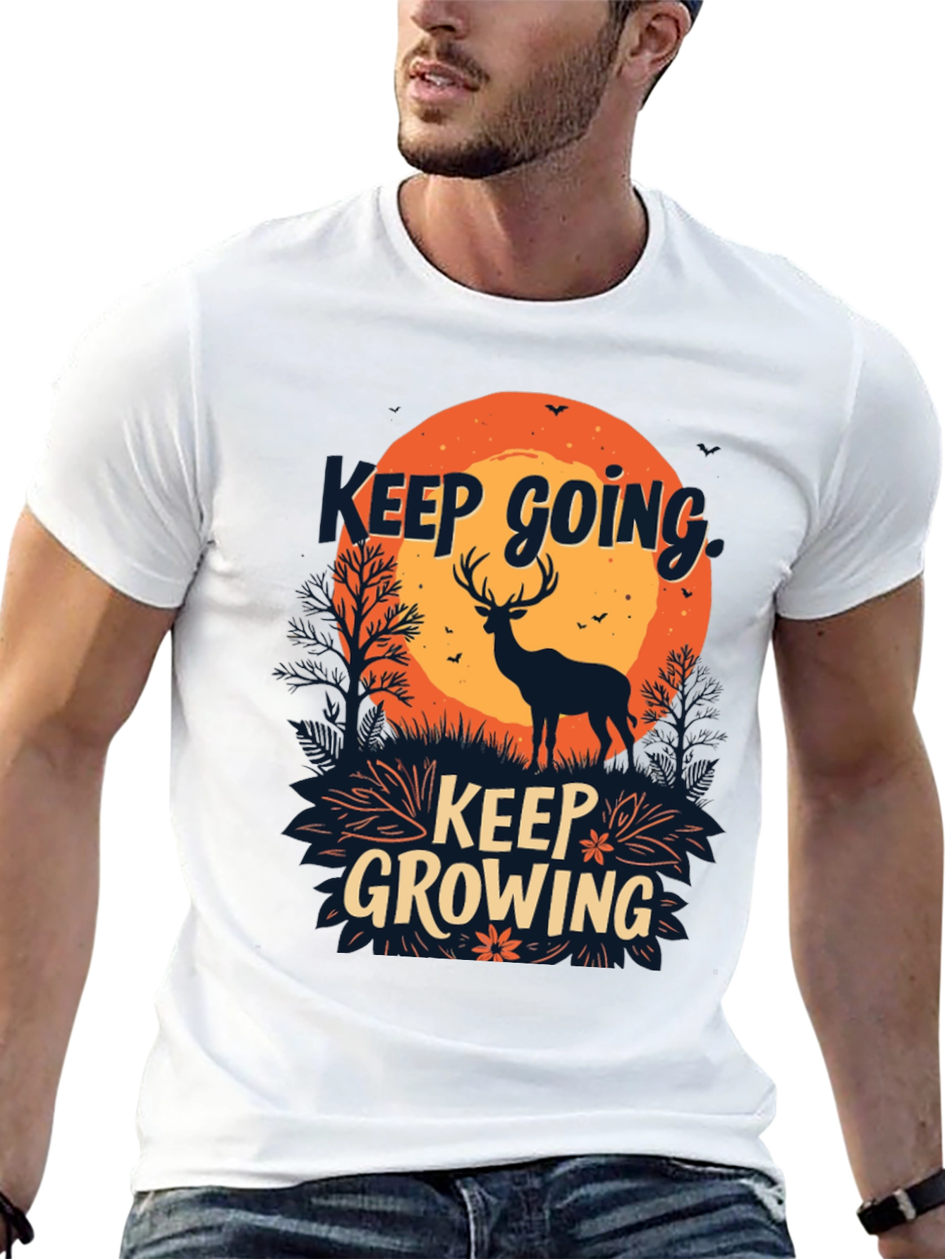 Keep Going Keep Growing Black Graphic T-Shirt