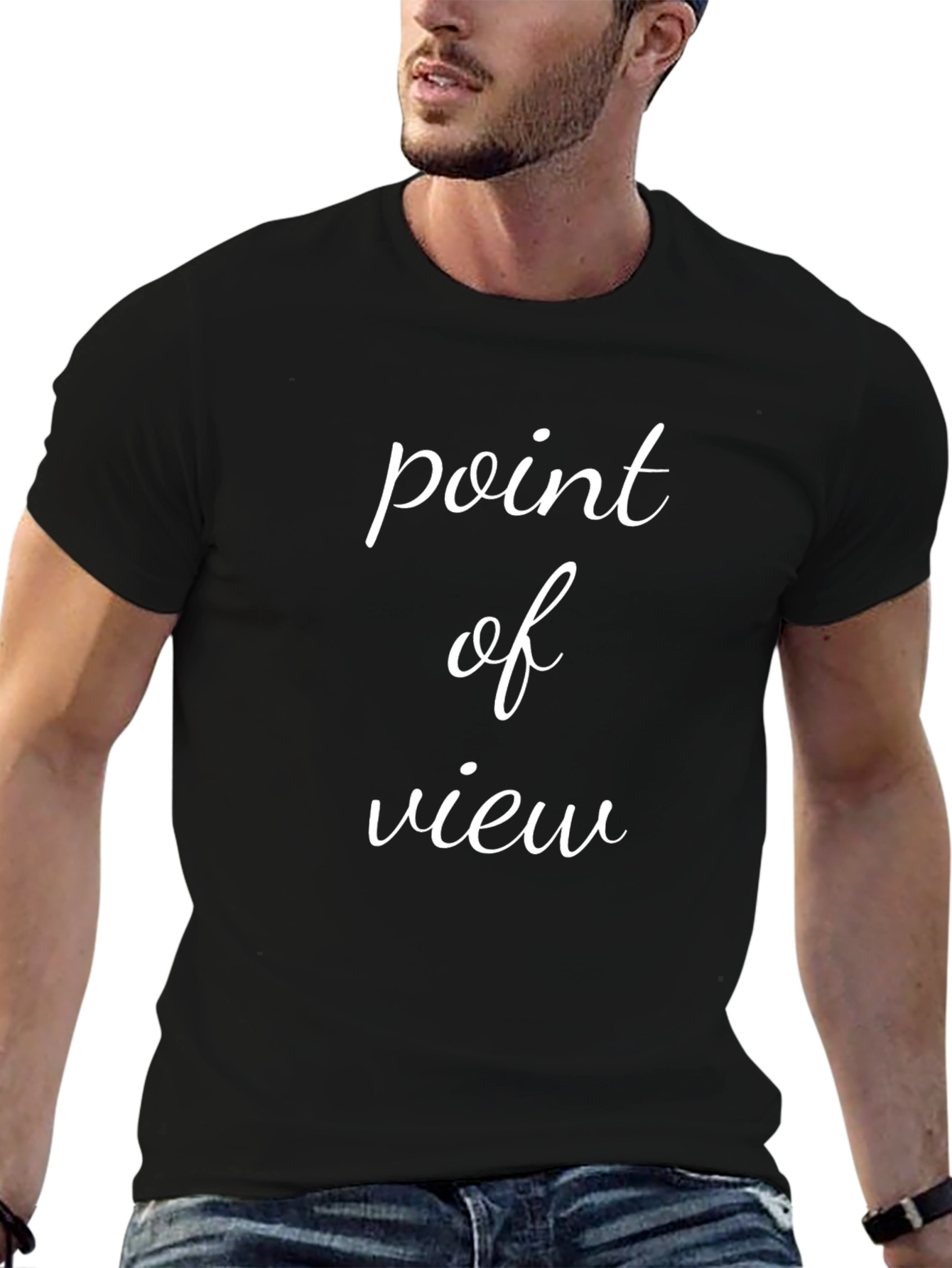 Point of View Graphic Tee - Black Cotton T-Shirt