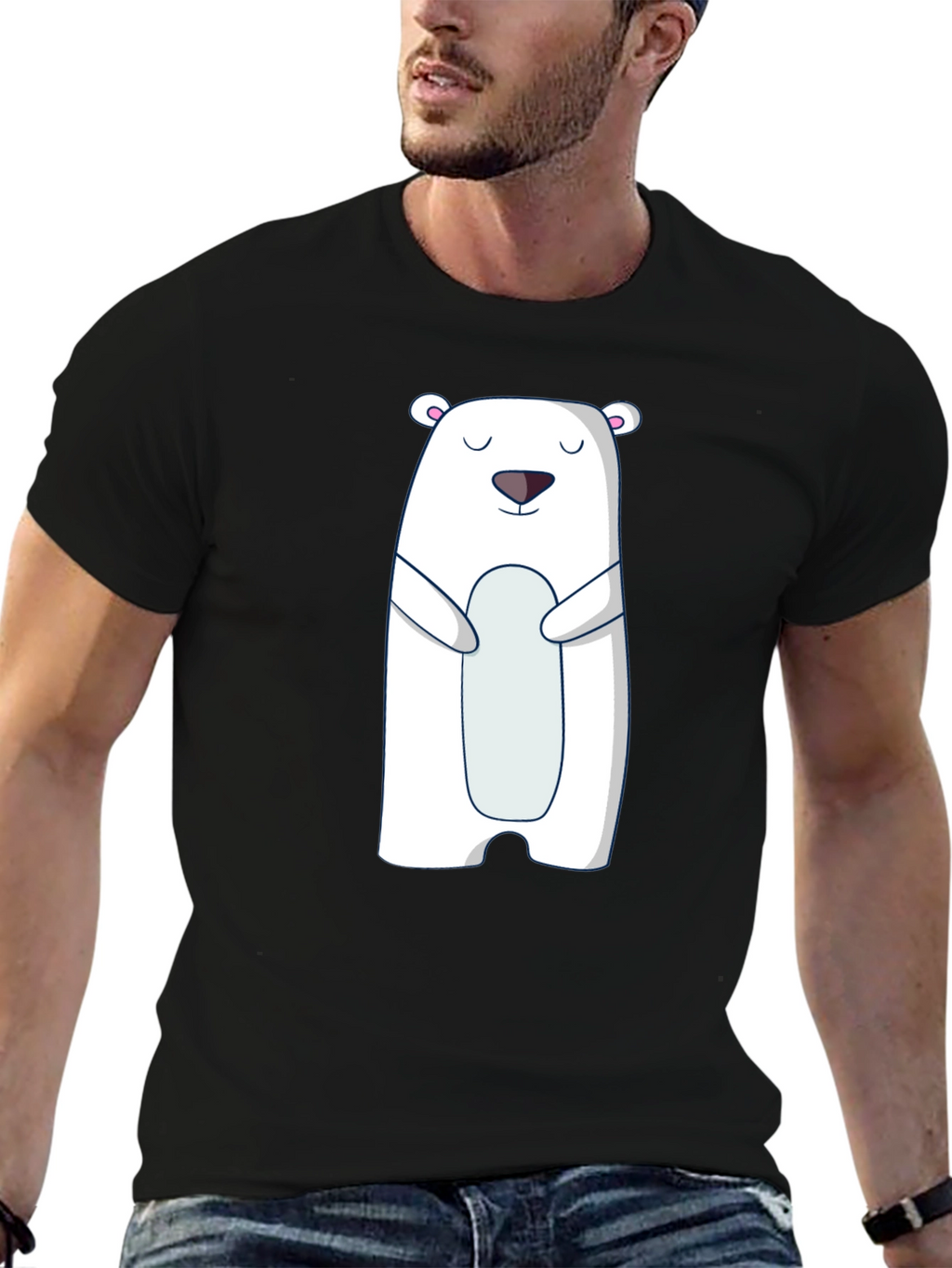Polar Bear Graphic Tee - Cute Black T-Shirt