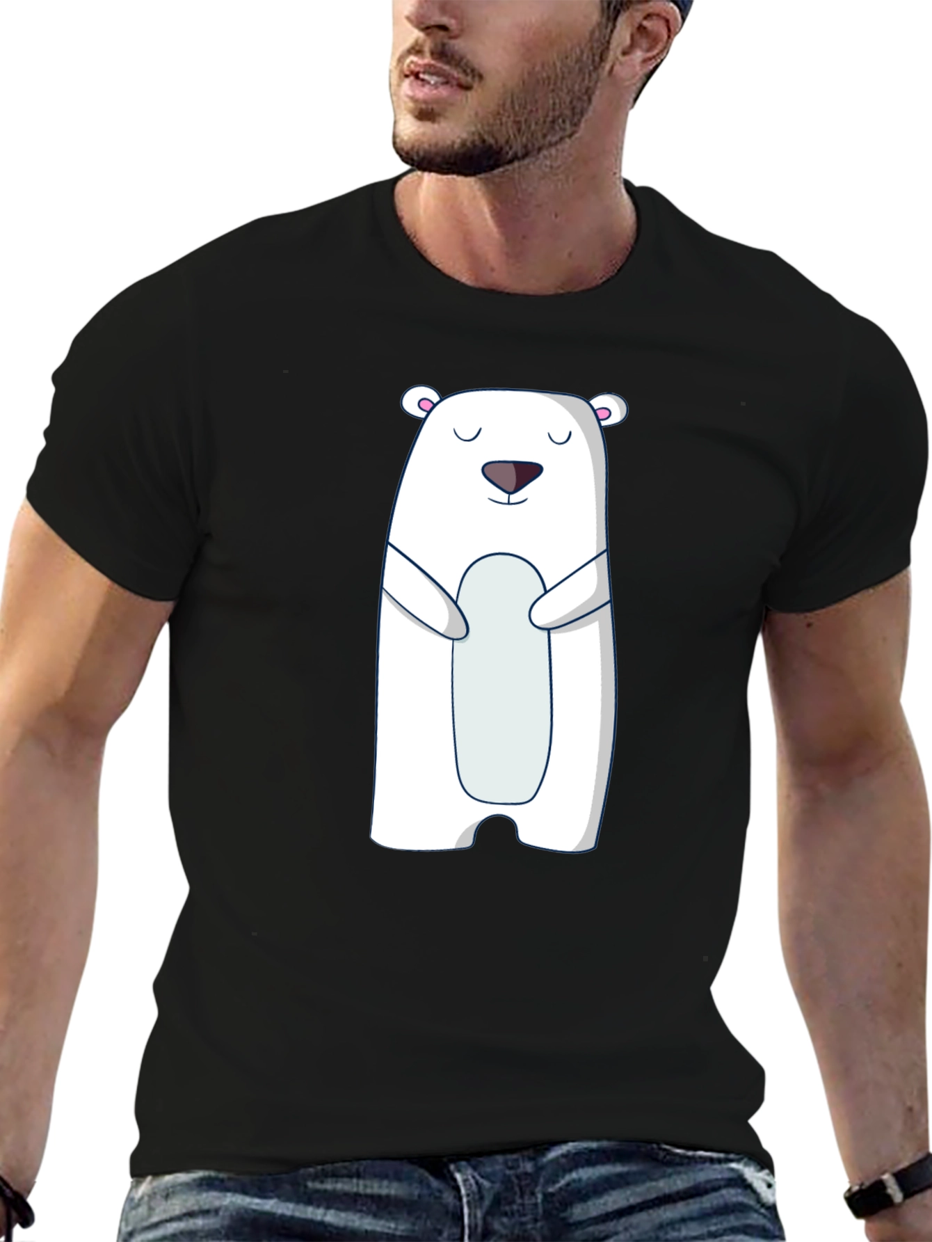 Polar Bear Graphic Tee - Cute Black T-Shirt