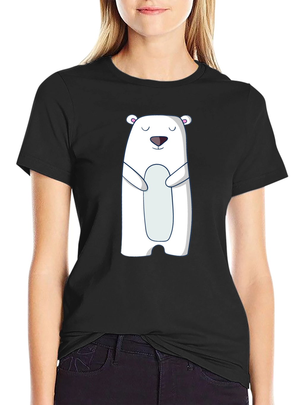 Polar Bear Graphic Tee - Cute Black T-Shirt