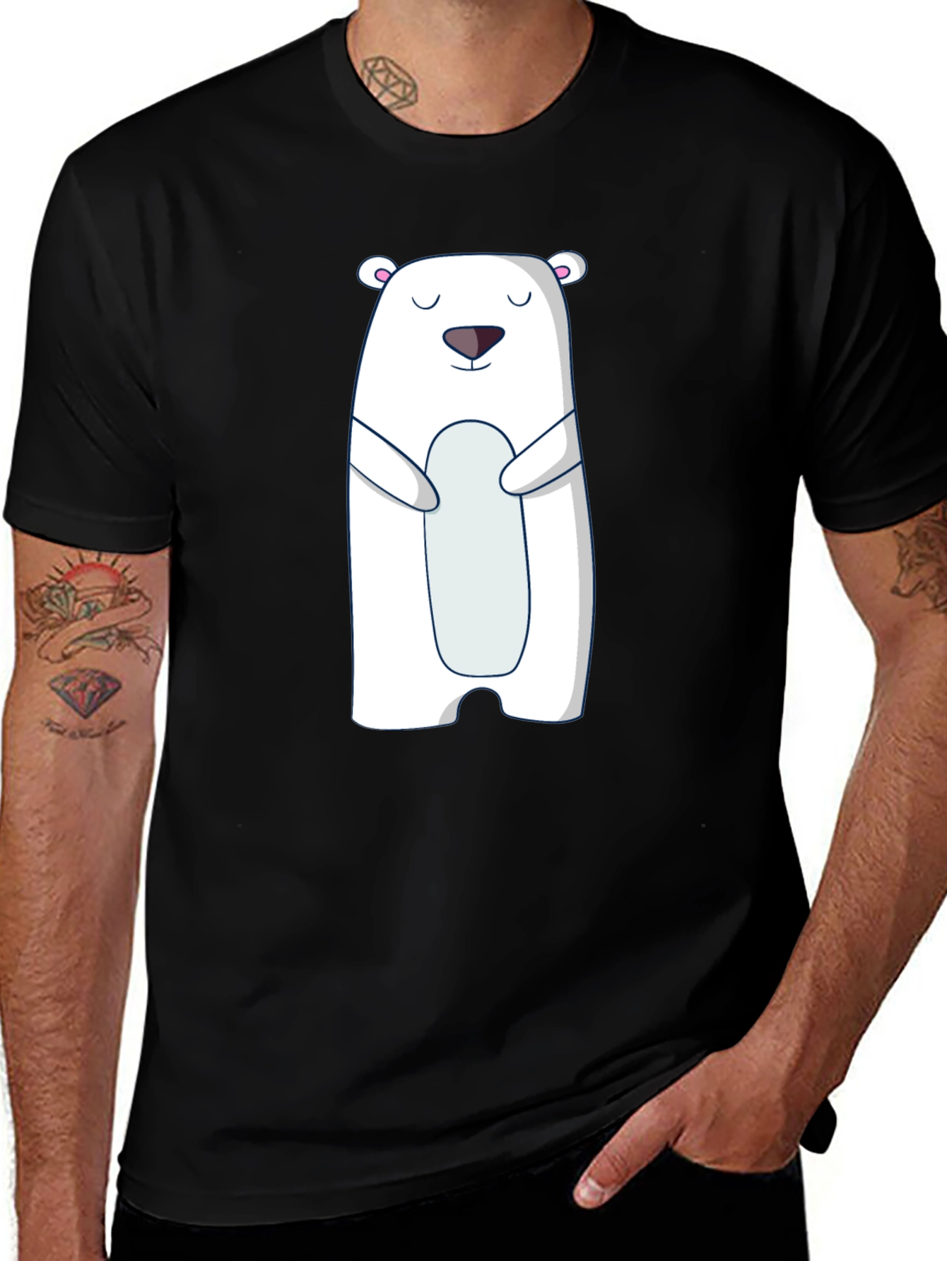 Polar Bear Graphic Tee - Cute Black T-Shirt