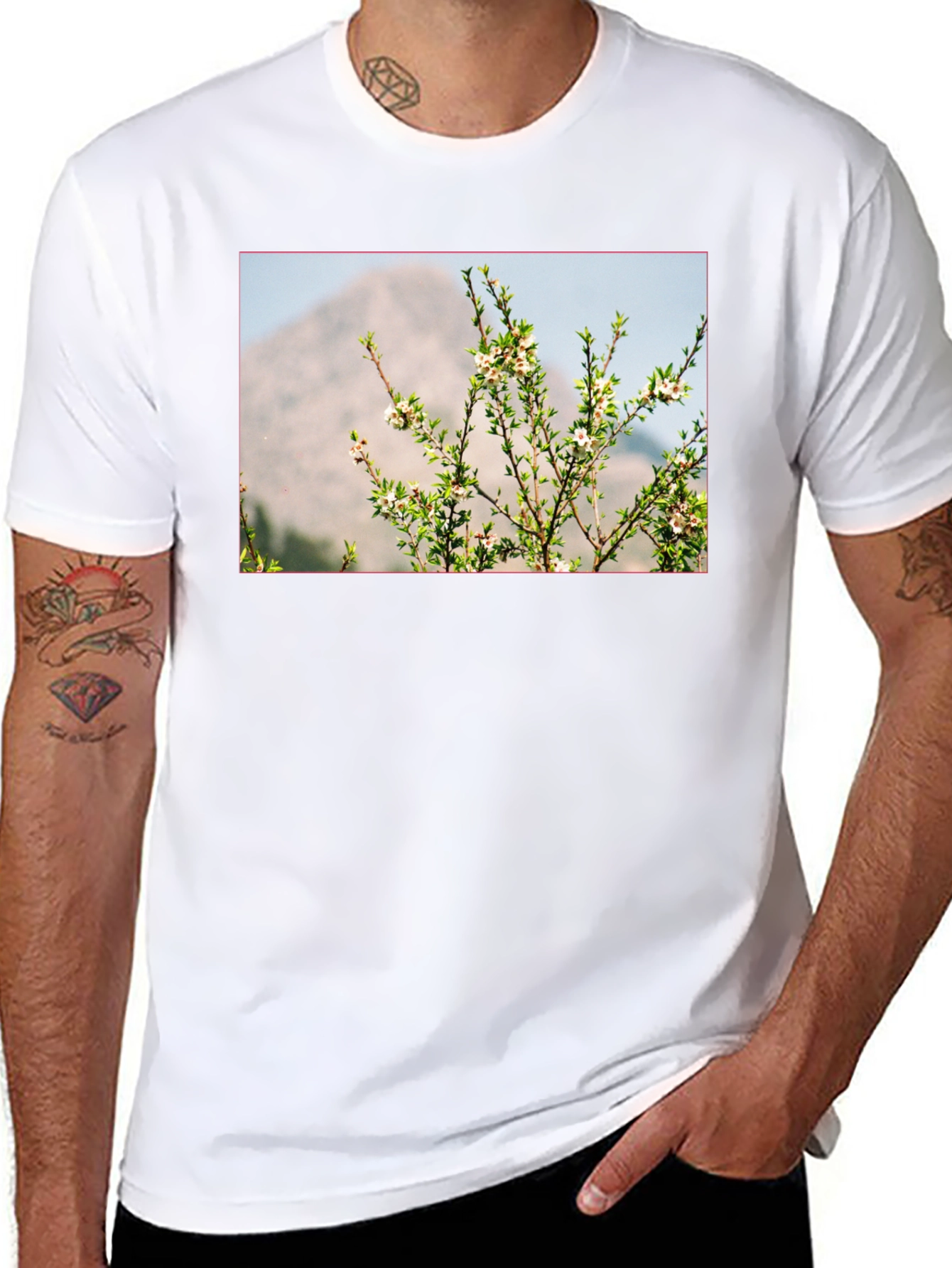 Nature Print Black T-Shirt