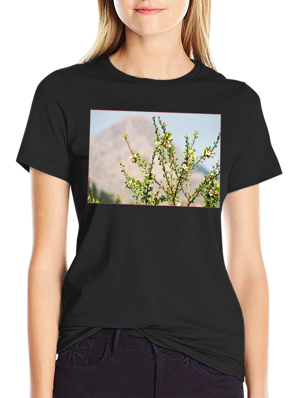 Nature Print Black T-Shirt