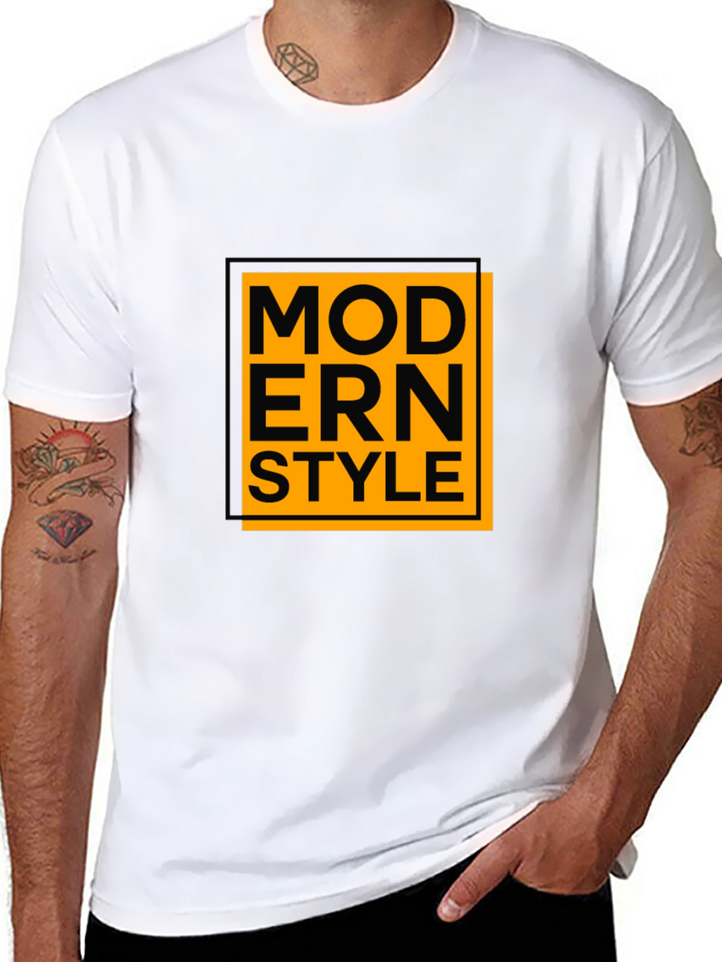 Modern Style Graphic Tee - Black Cotton Blend Shirt