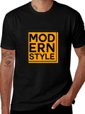 Modern Style Graphic Tee - Black Cotton Blend Shirt