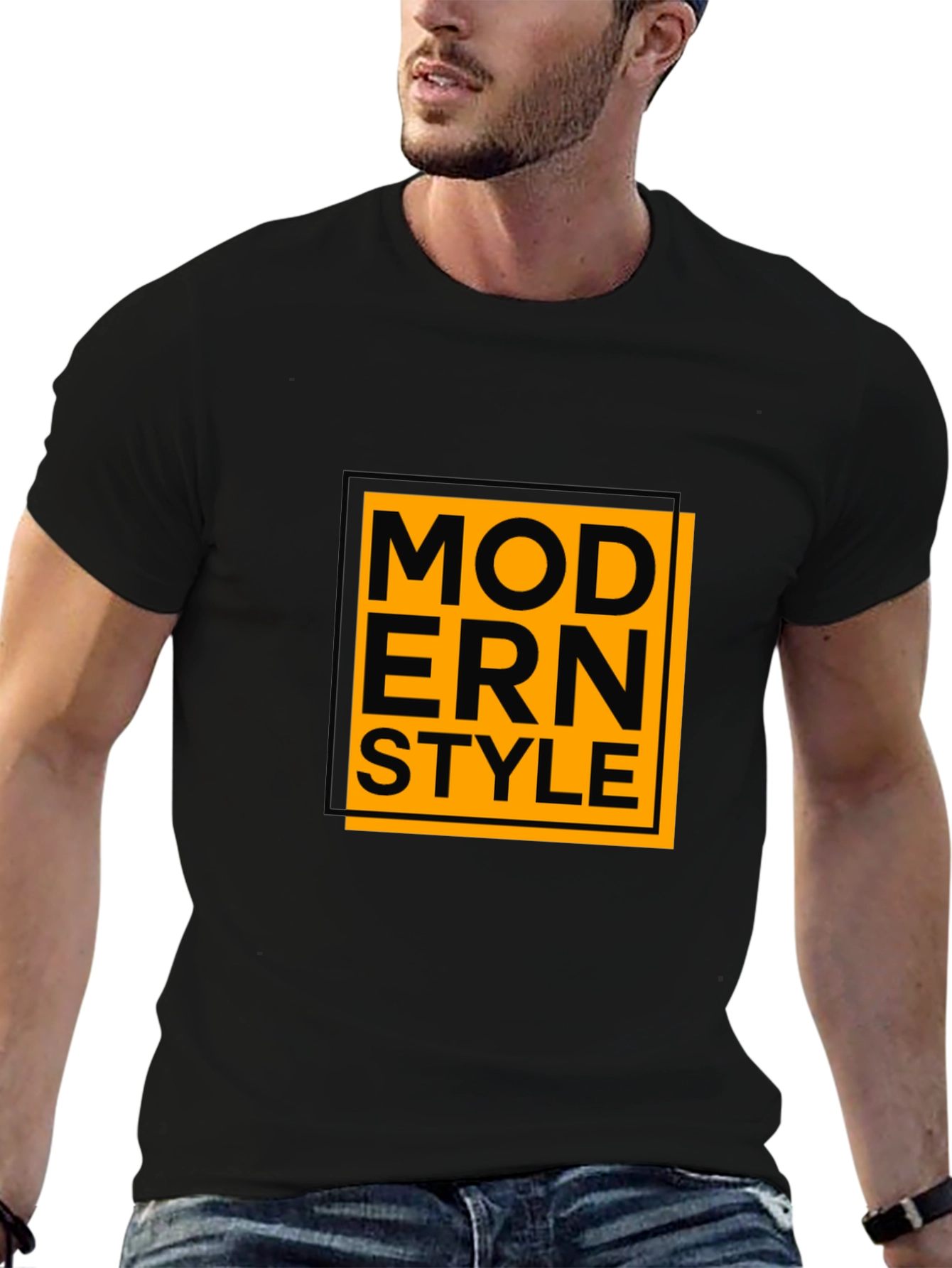Modern Style Graphic Tee - Black Cotton Blend Shirt