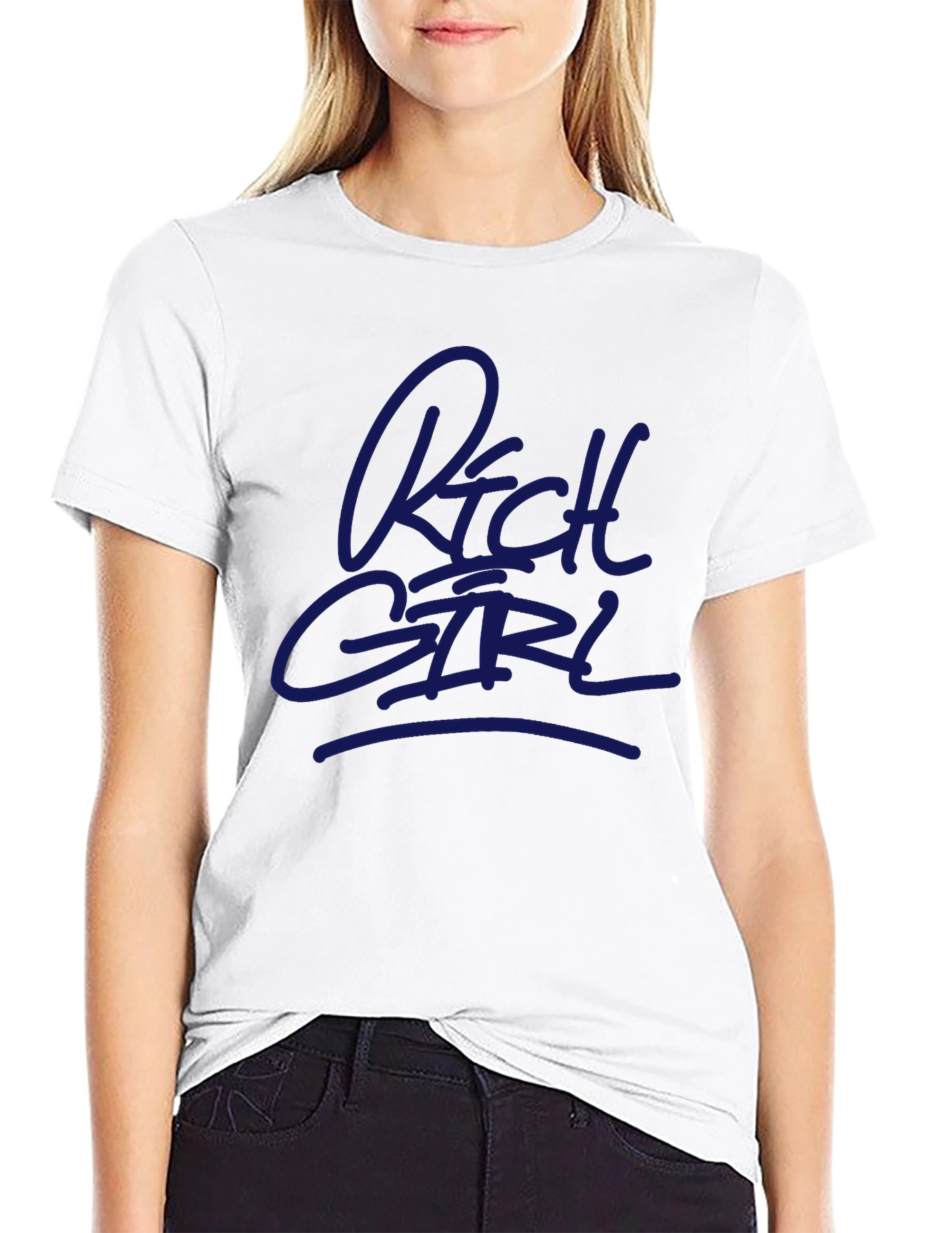 Rich Girl Graphic T-Shirt - Black Crew Neck