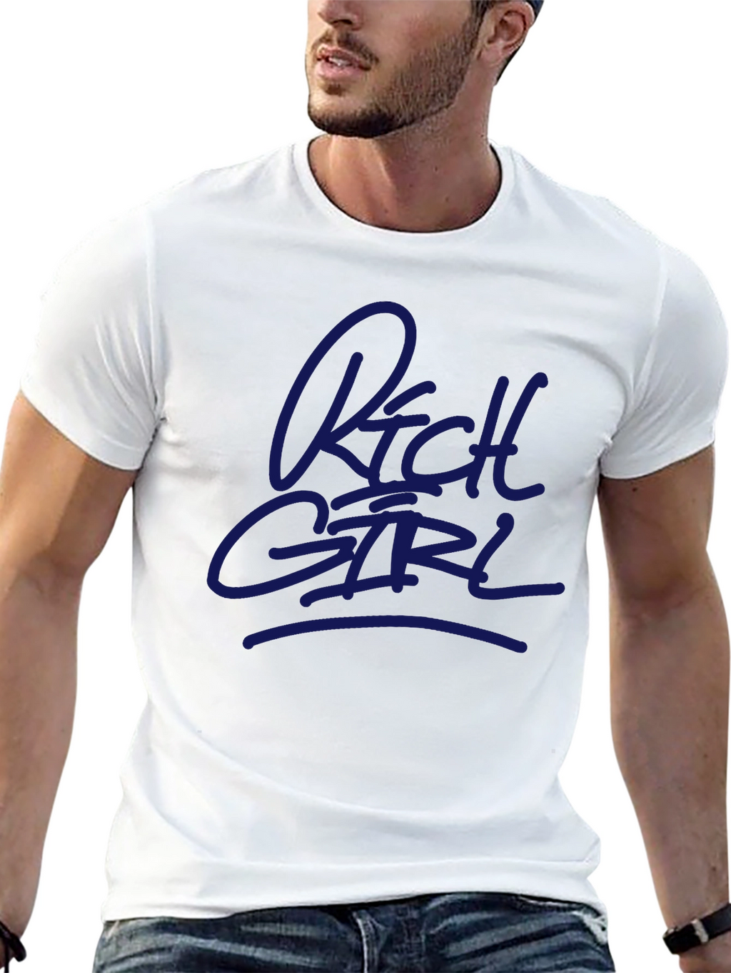 Rich Girl Graphic T-Shirt - Black Crew Neck