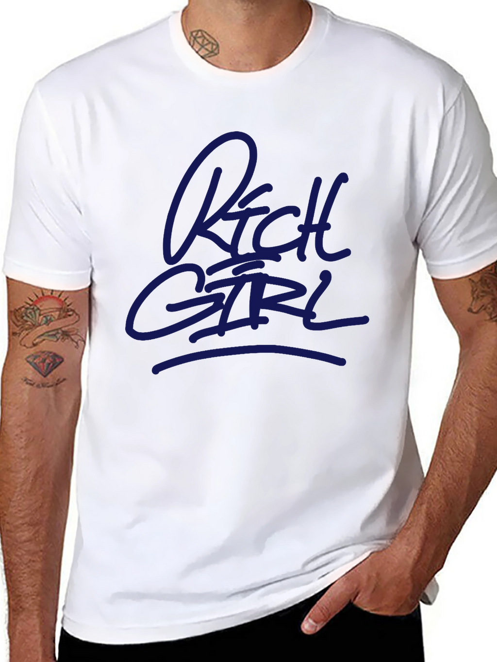 Rich Girl Graphic T-Shirt - Black Crew Neck