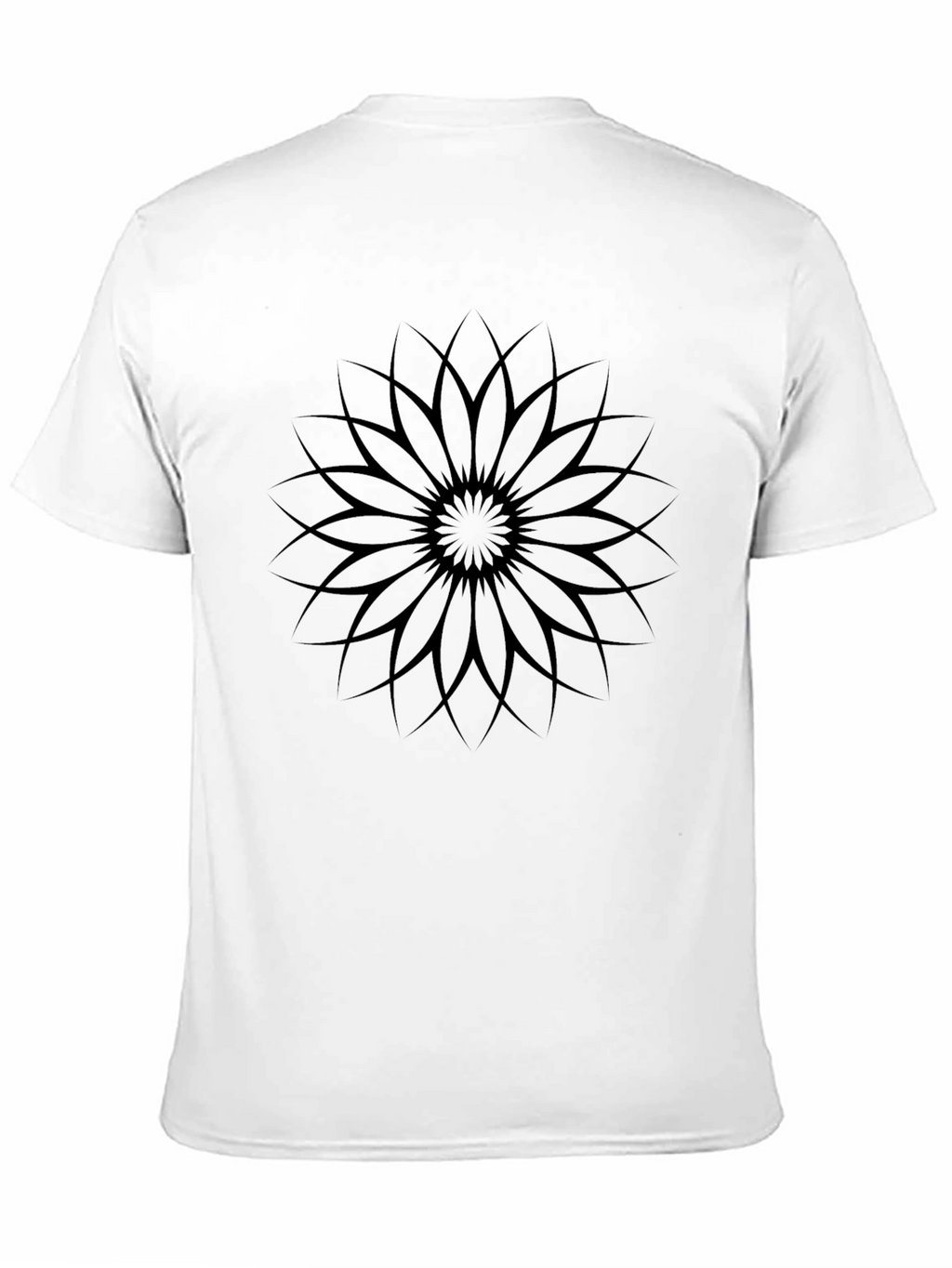 Black Graphic Tee - Geometric Flower Design