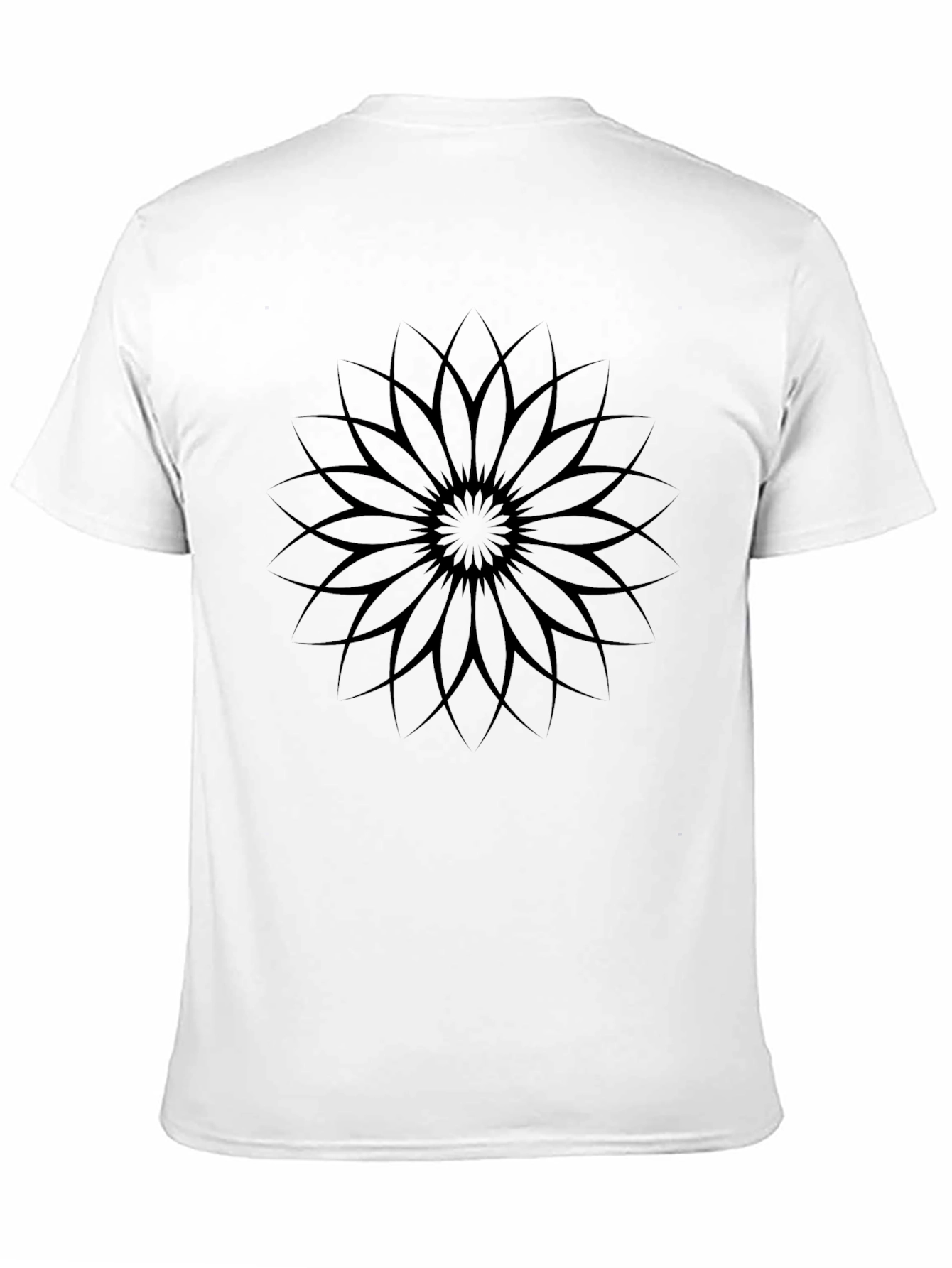 Black Graphic Tee - Geometric Flower Design