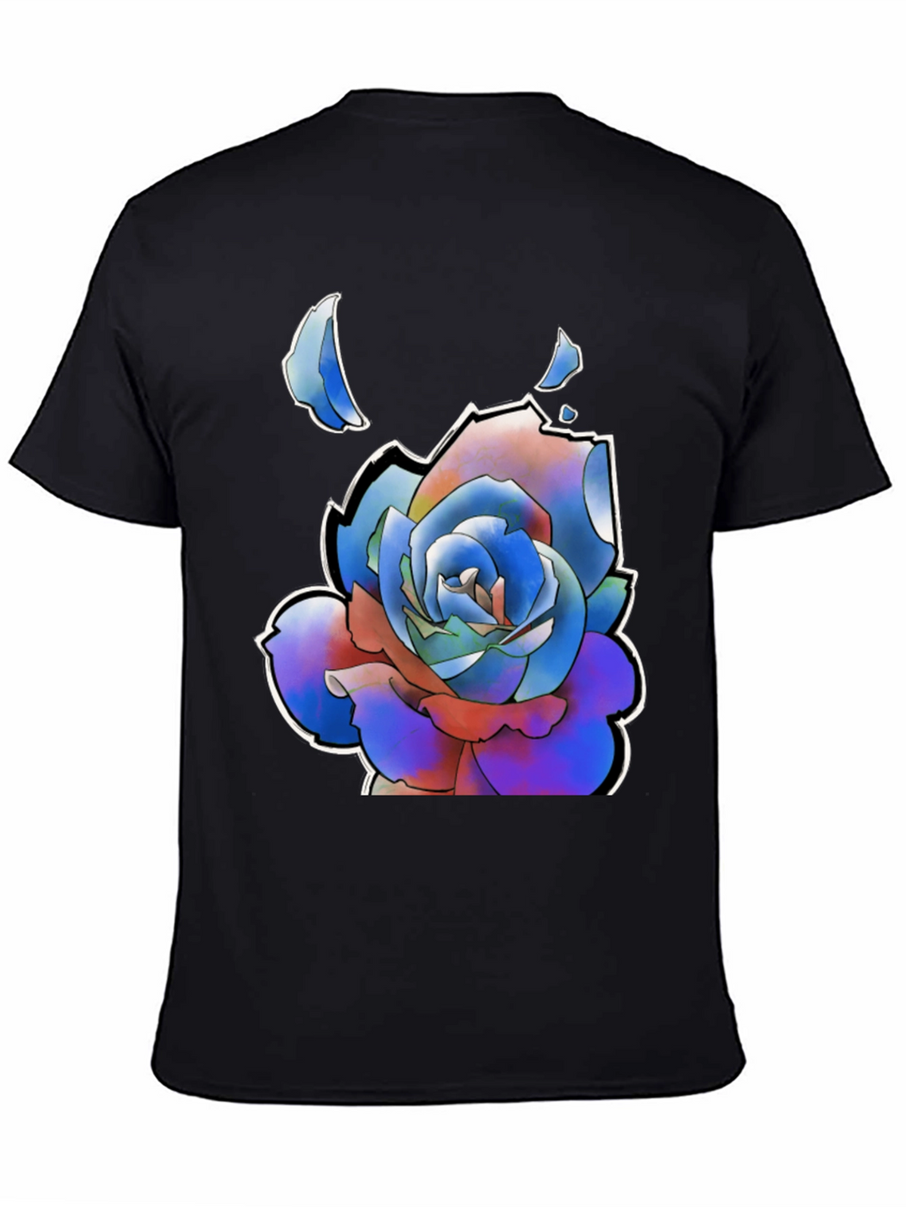 Abstract Rose Graphic Tee - Stylish Black T-Shirt