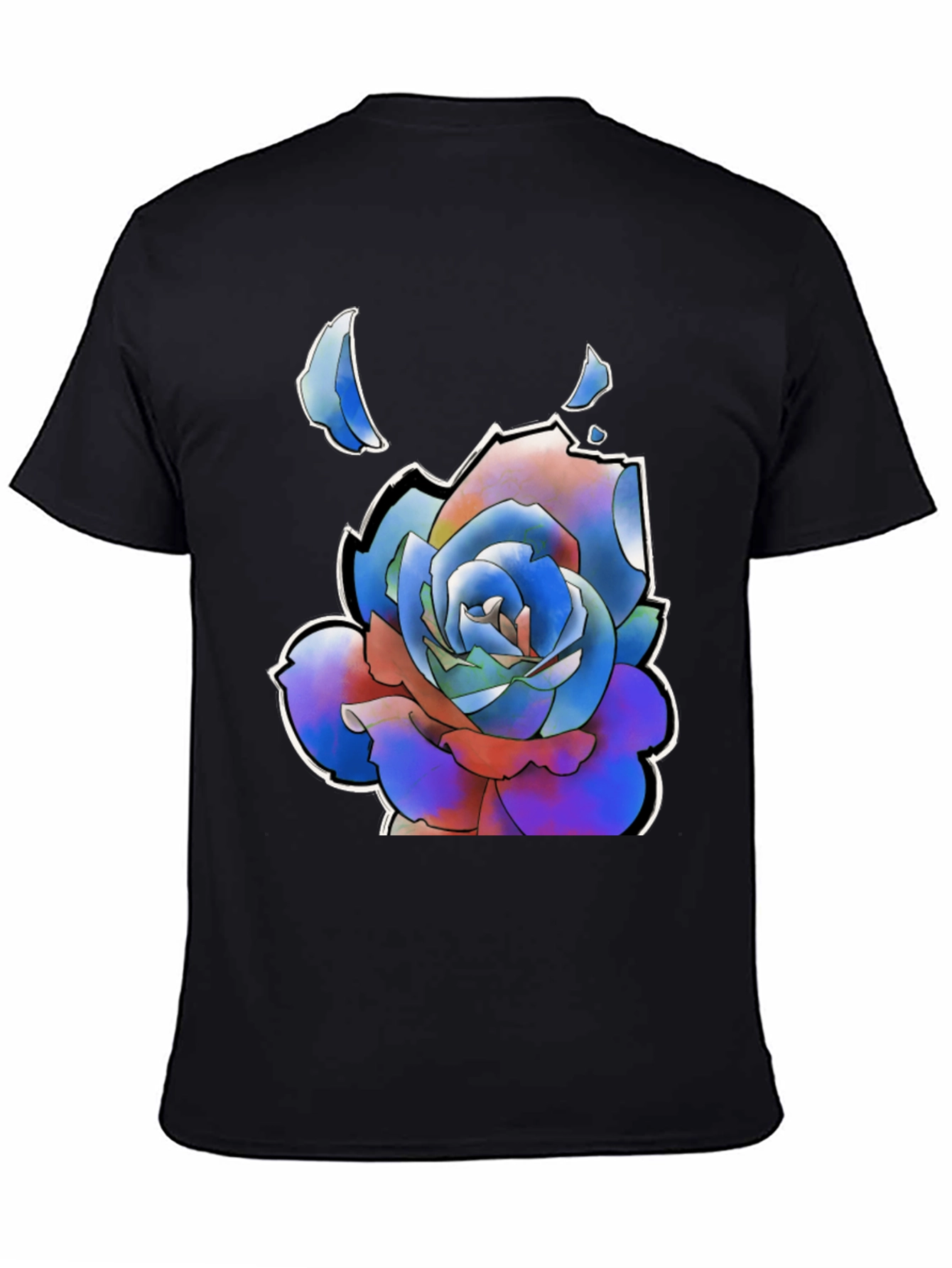 Abstract Rose Graphic Tee - Stylish Black T-Shirt