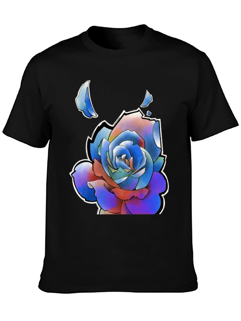 Abstract Rose Graphic Tee - Stylish Black T-Shirt